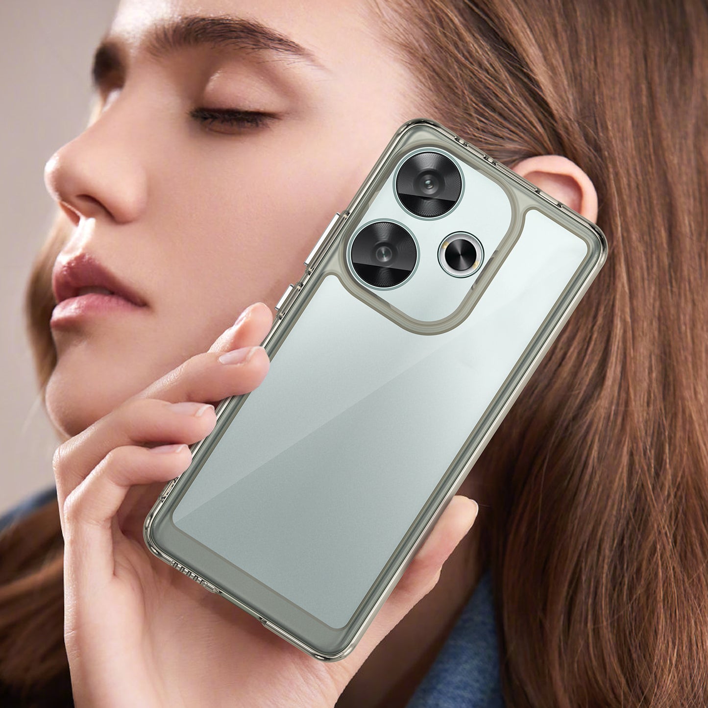 For Xiaomi Redmi Turbo 3 5G Case TPU+Acrylic Phone Shell Mobile Accessories Wholesale - Transparent Grey