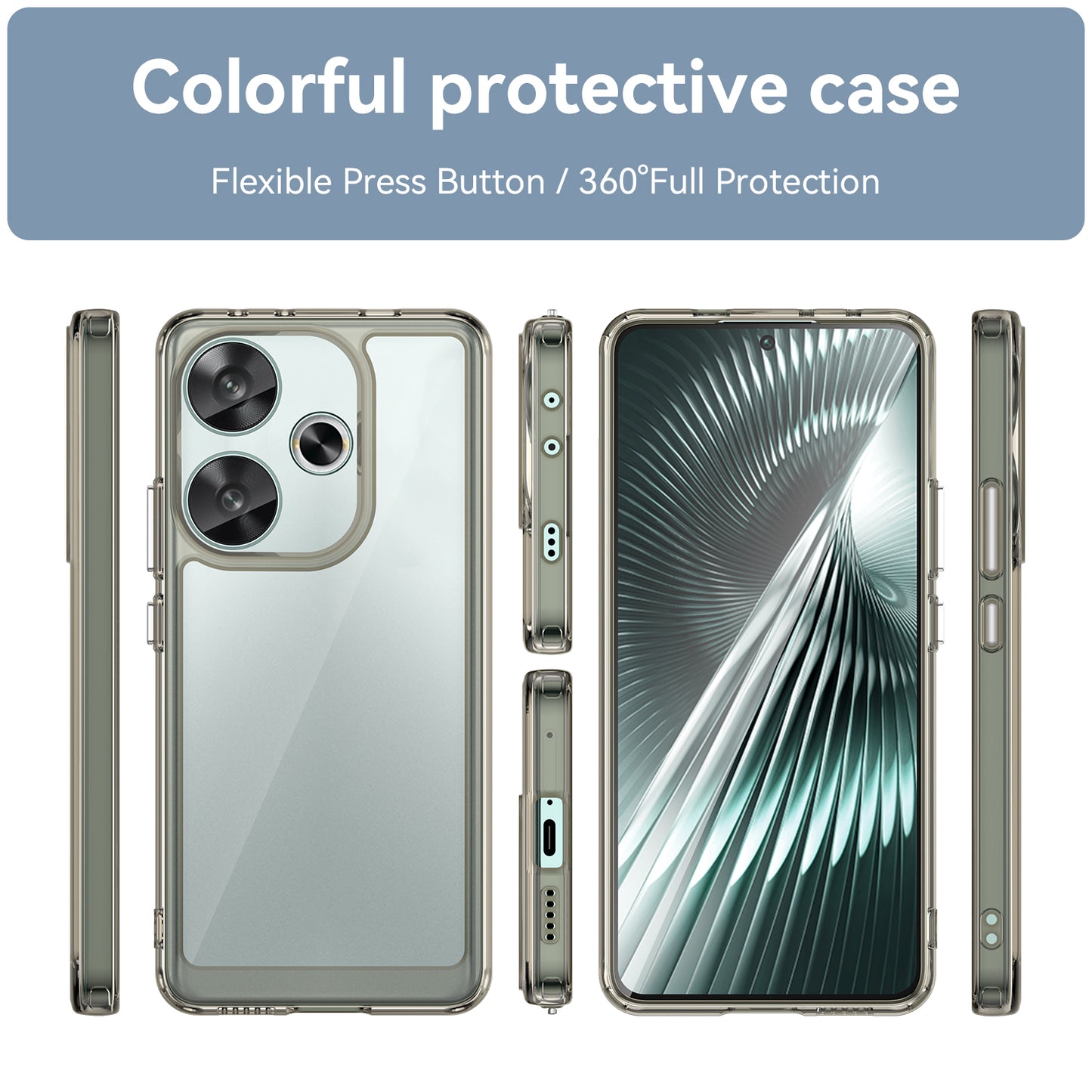 For Xiaomi Redmi Turbo 3 5G Case TPU+Acrylic Phone Shell Mobile Accessories Wholesale - Transparent Grey