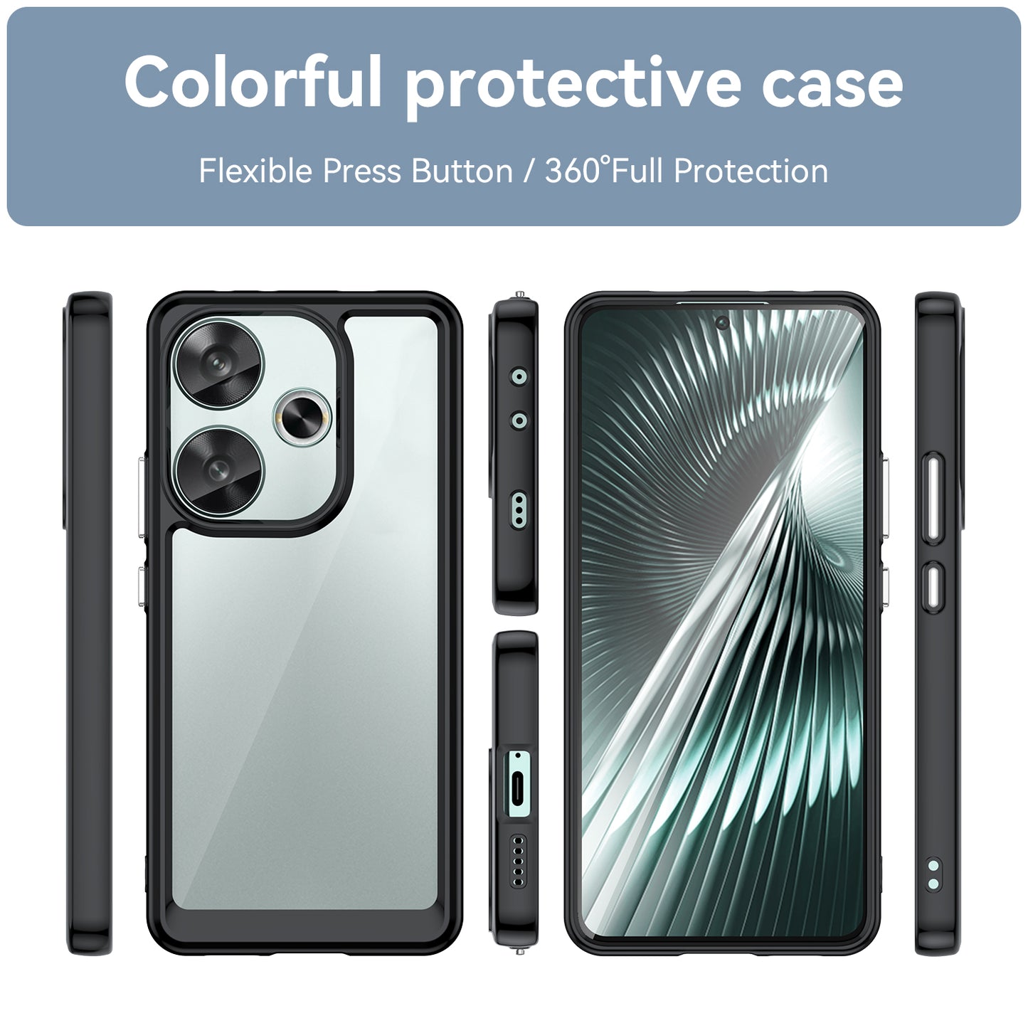 For Xiaomi Redmi Turbo 3 5G Case TPU+Acrylic Phone Shell Mobile Accessories Wholesale - Black