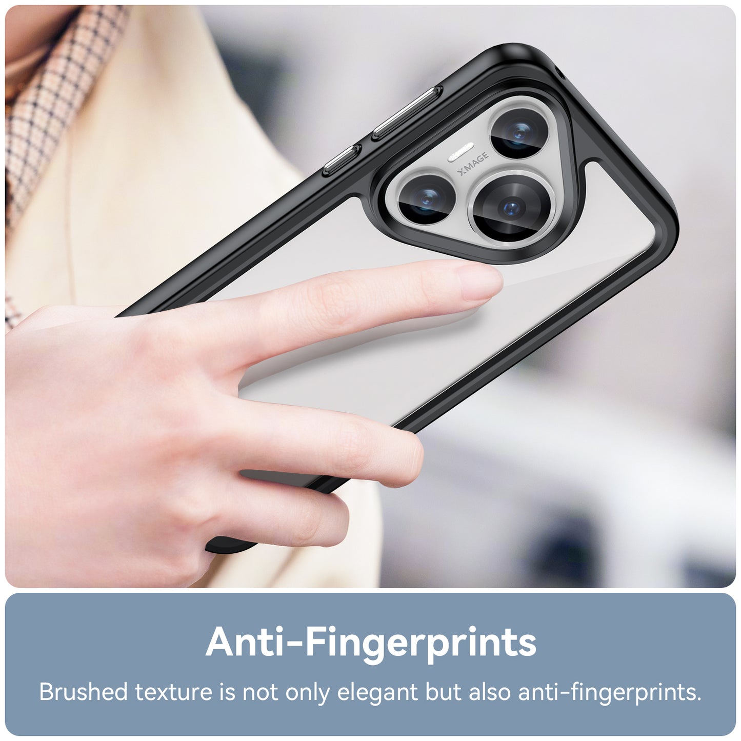 For Huawei Pura 70 Protective Case TPU Frame Clear Acrylic Phone Cover - Black