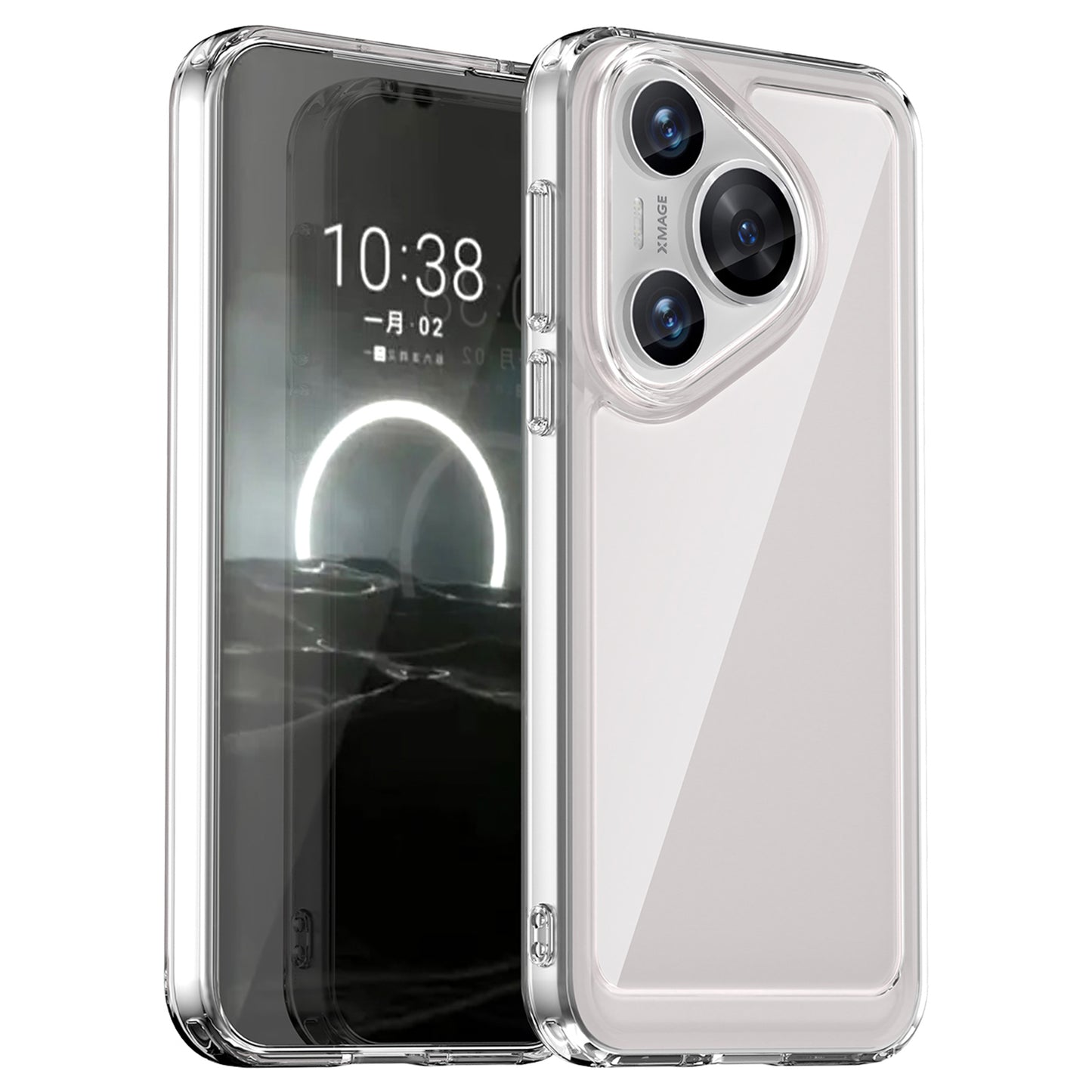 For Huawei Pura 70 Protective Case TPU Frame Clear Acrylic Phone Cover - Transparent