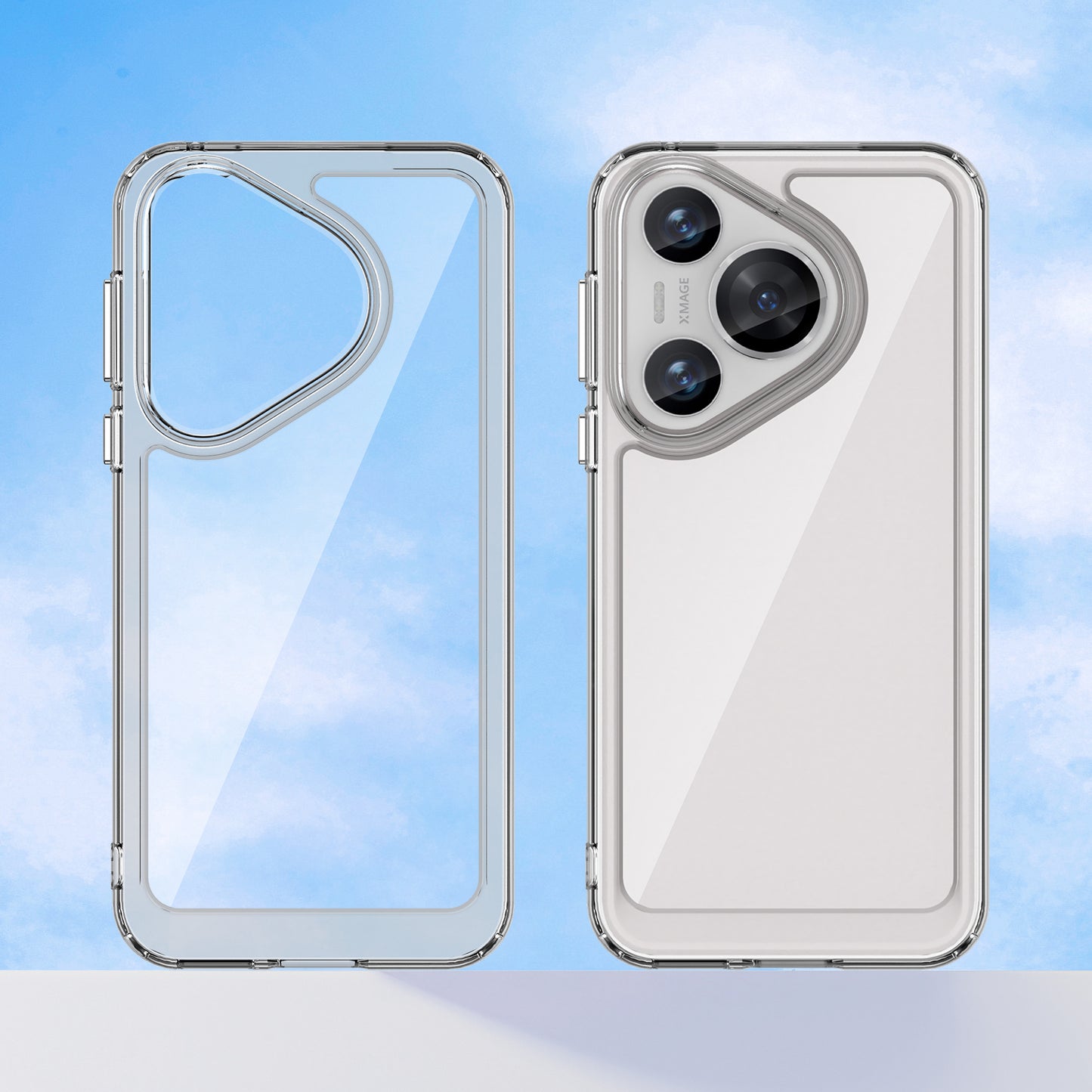 For Huawei Pura 70 Protective Case TPU Frame Clear Acrylic Phone Cover - Transparent