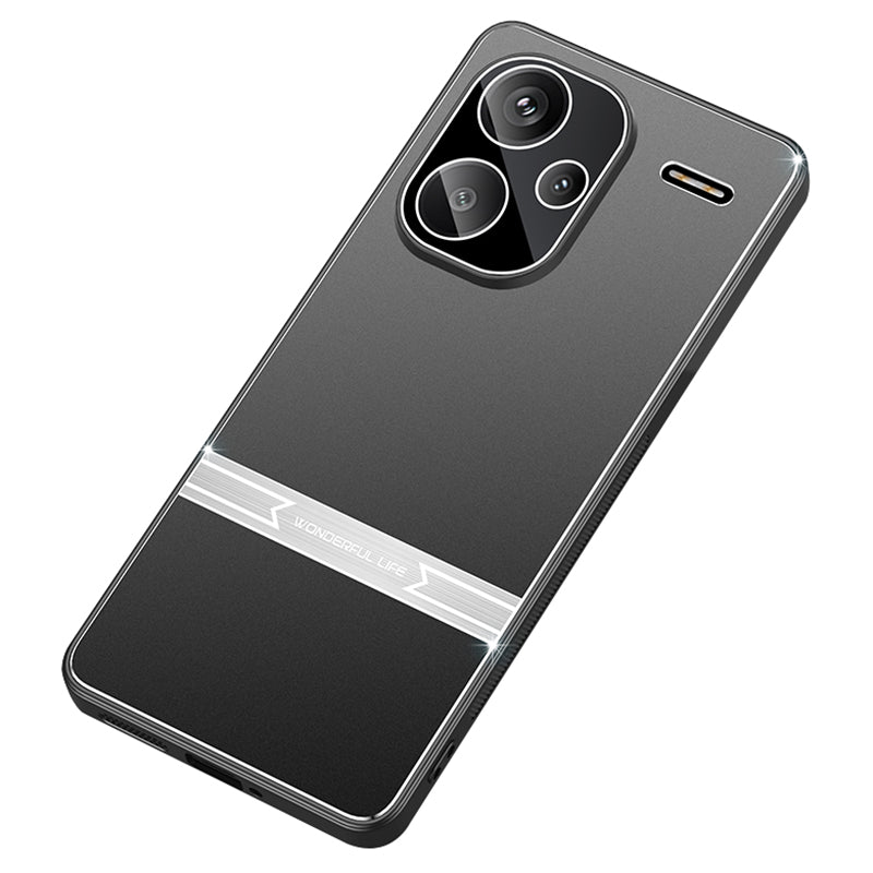 For Xiaomi Redmi Note 13 Pro+ 5G Anti-Scratch Phone Case Metal+PC+TPU Matte Texture Mobile Phone Cover - Black+Silver