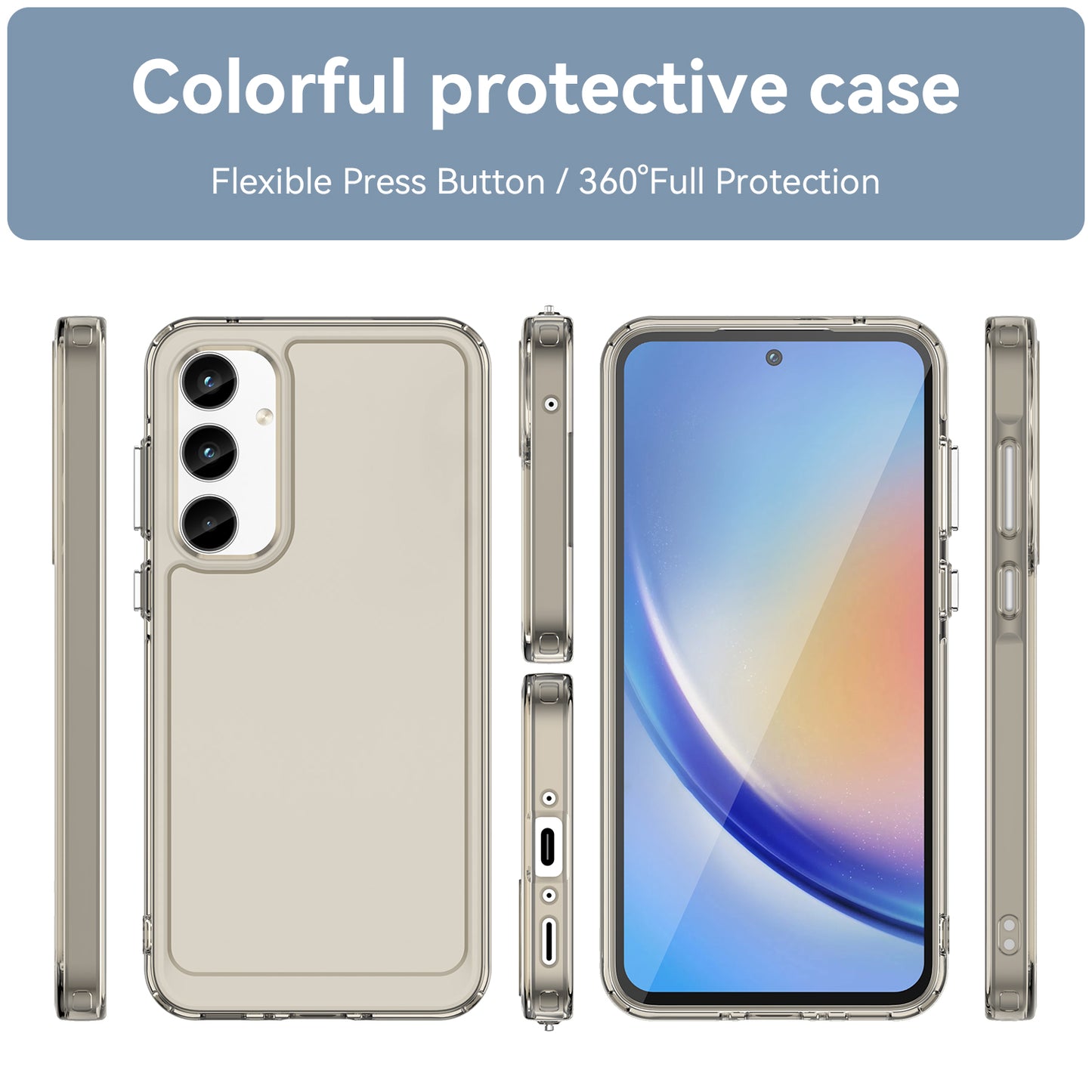 For Samsung Galaxy A35 5G Case Candy Series TPU Cover Mobile Phone Accessories Wholesaler - Transparent Grey