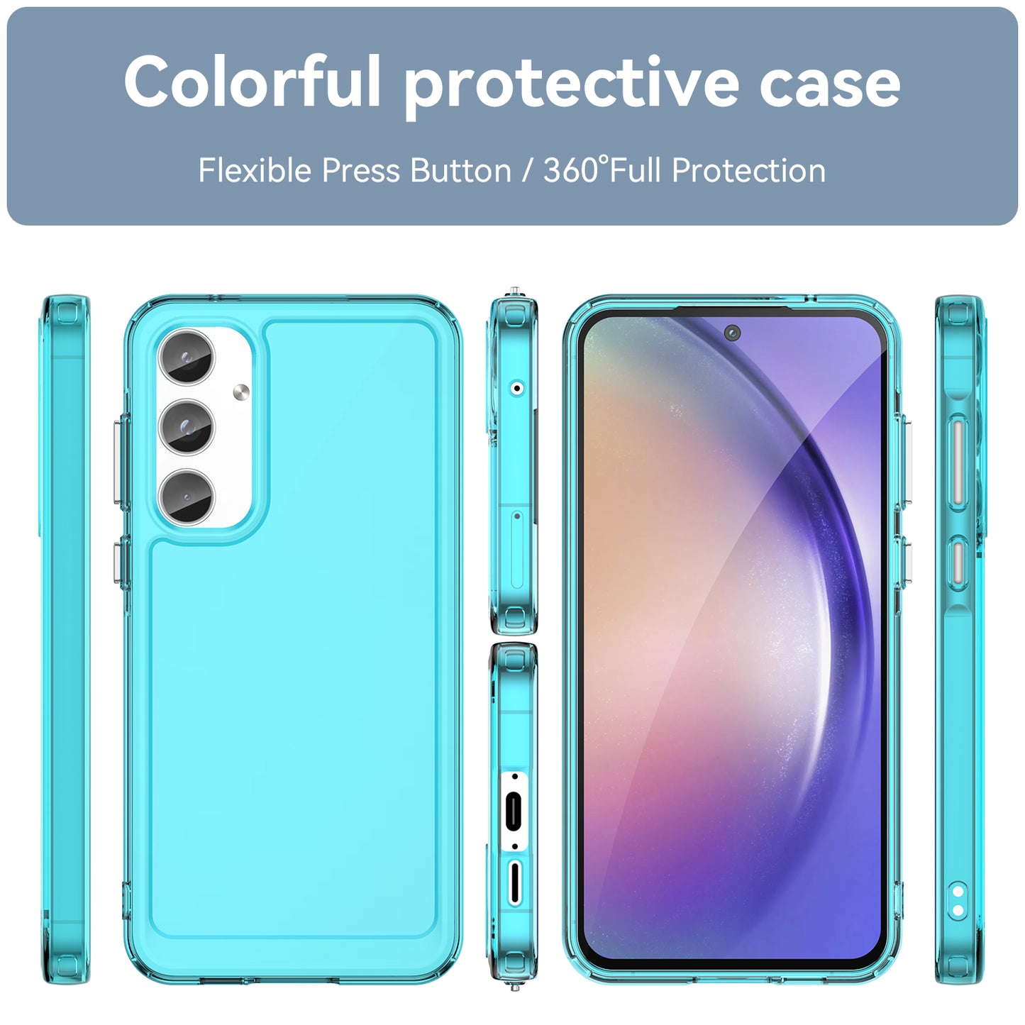 For Samsung Galaxy A55 5G Case Candy Series TPU Drop-proof Phone Back Cover - Transparent Blue
