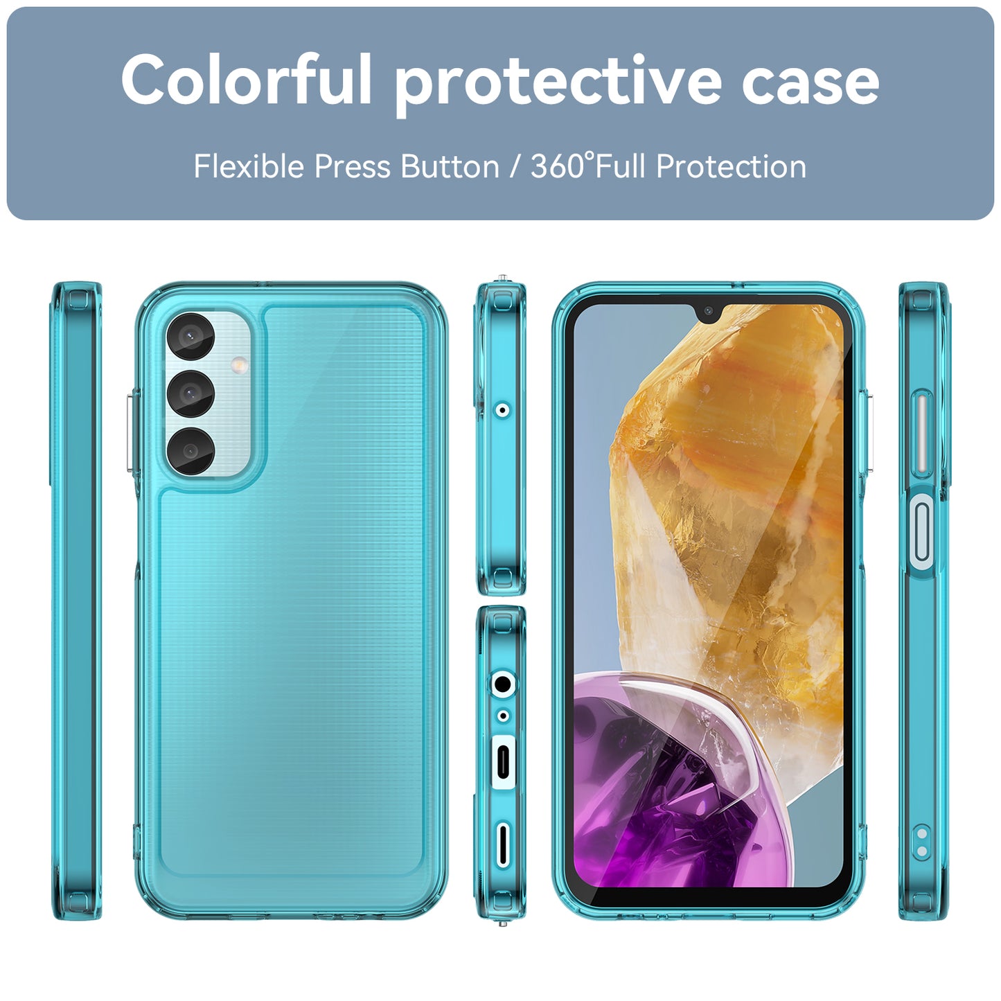 For Samsung Galaxy M15 5G / F15 5G Phone Case Candy Series TPU Slim-Fit Back Cover - Transparent Blue