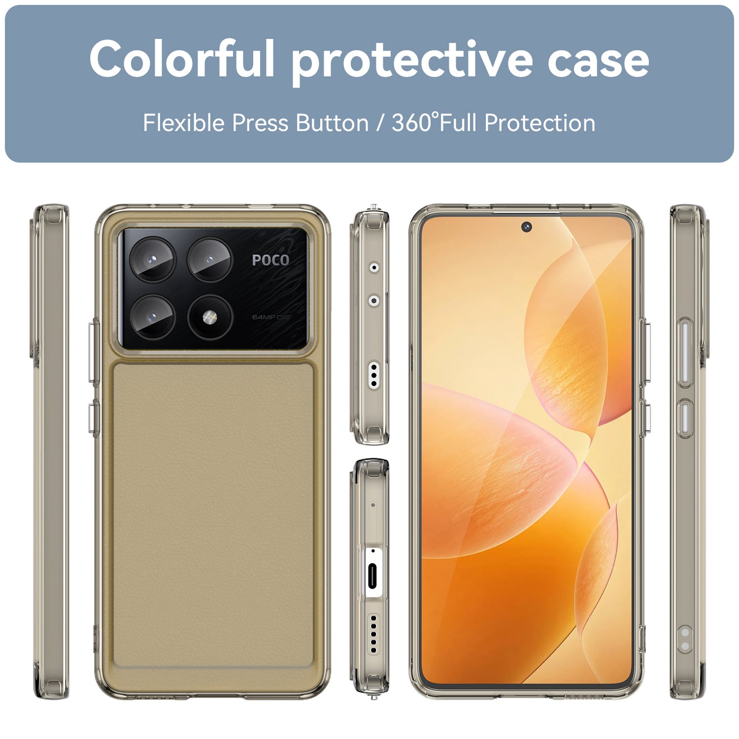 For Xiaomi Poco X6 Pro 5G Case Candy Series Flexible TPU Cover Mobile Accessories Wholesale - Transparent Grey