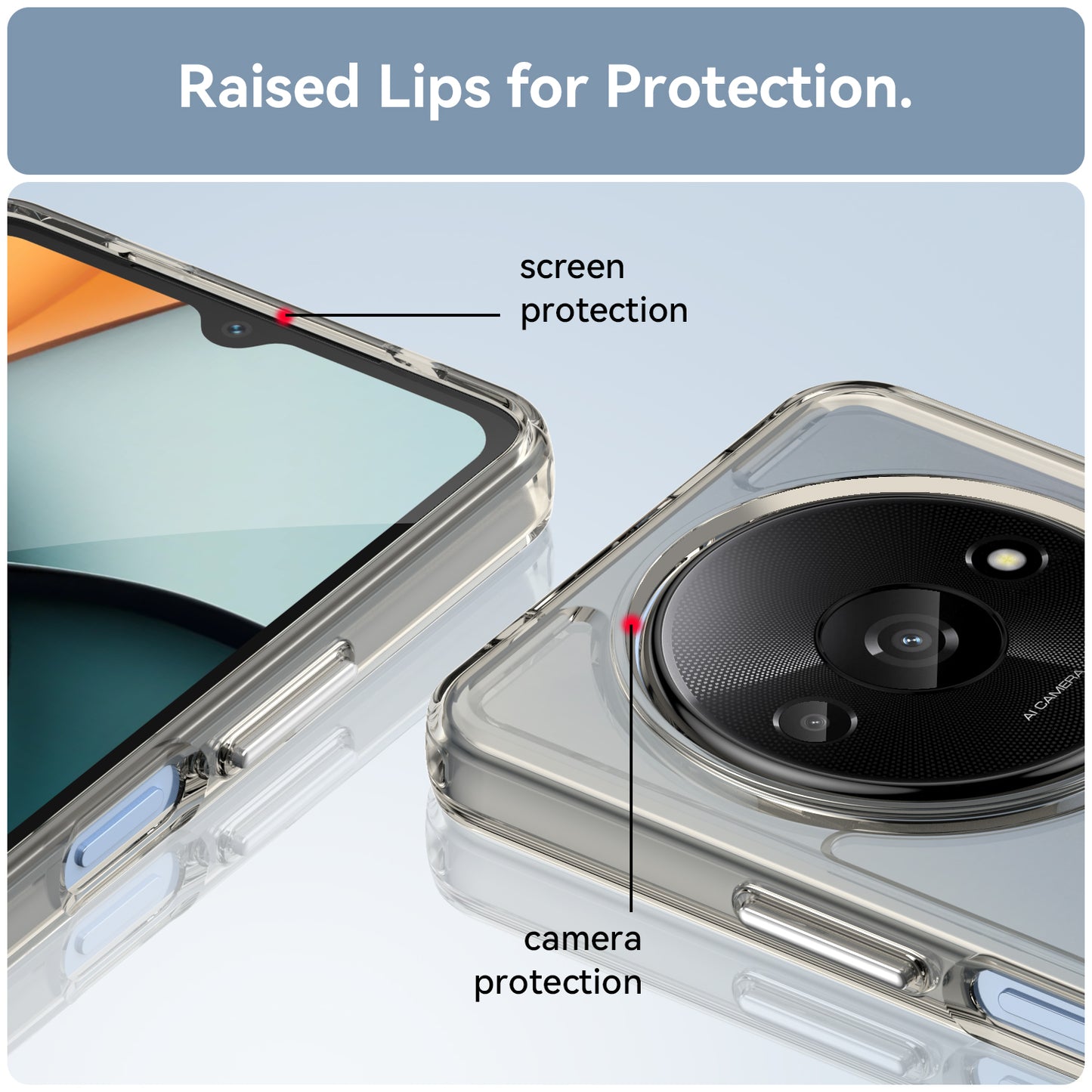 For Xiaomi Redmi A3 / Poco C61 4G Cell Phone Cases Candy Series Slim-Fit TPU Protective Cover - Transparent Grey