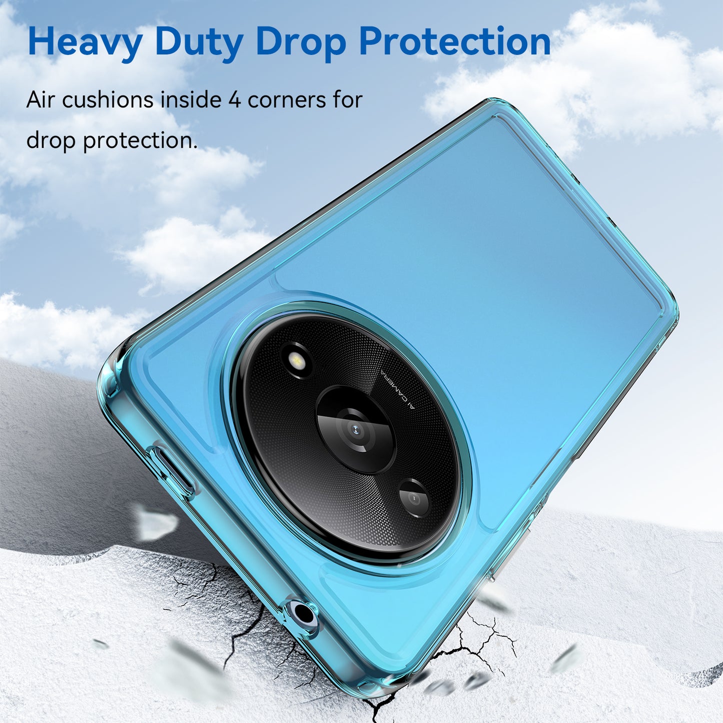 For Xiaomi Redmi A3 / Poco C61 4G Cell Phone Cases Candy Series Slim-Fit TPU Protective Cover - Transparent Blue