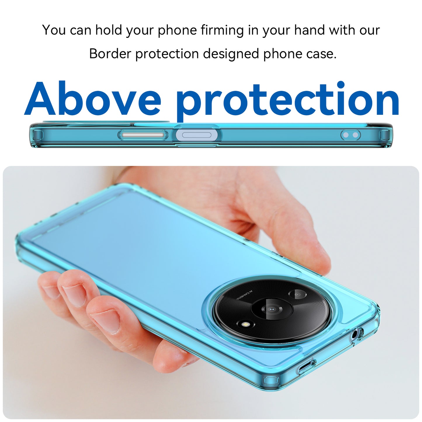For Xiaomi Redmi A3 / Poco C61 4G Cell Phone Cases Candy Series Slim-Fit TPU Protective Cover - Transparent Blue