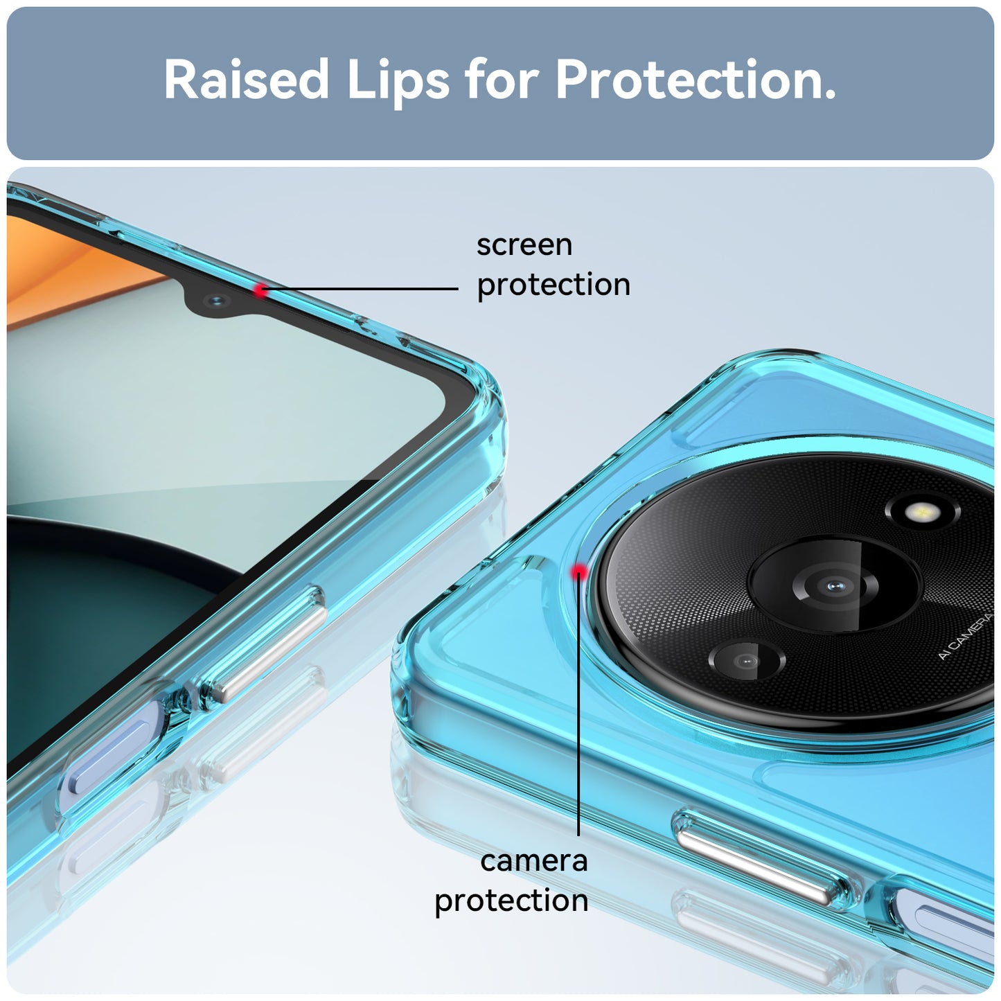 For Xiaomi Redmi A3 / Poco C61 4G Cell Phone Cases Candy Series Slim-Fit TPU Protective Cover - Transparent Blue
