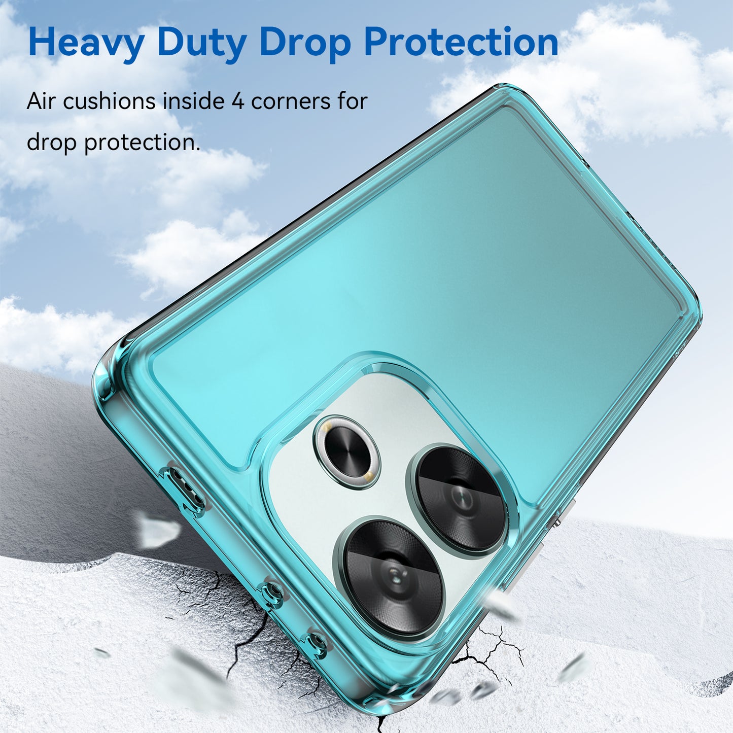 Candy Series for Xiaomi Redmi Turbo 3 5G Back Phone Cover Anti-fingerprint TPU Case - Transparent Blue