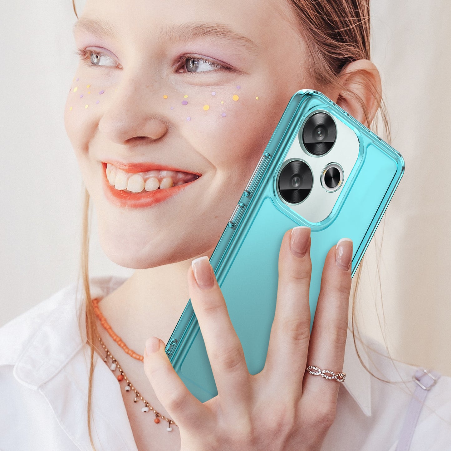 Candy Series for Xiaomi Redmi Turbo 3 5G Back Phone Cover Anti-fingerprint TPU Case - Transparent Blue