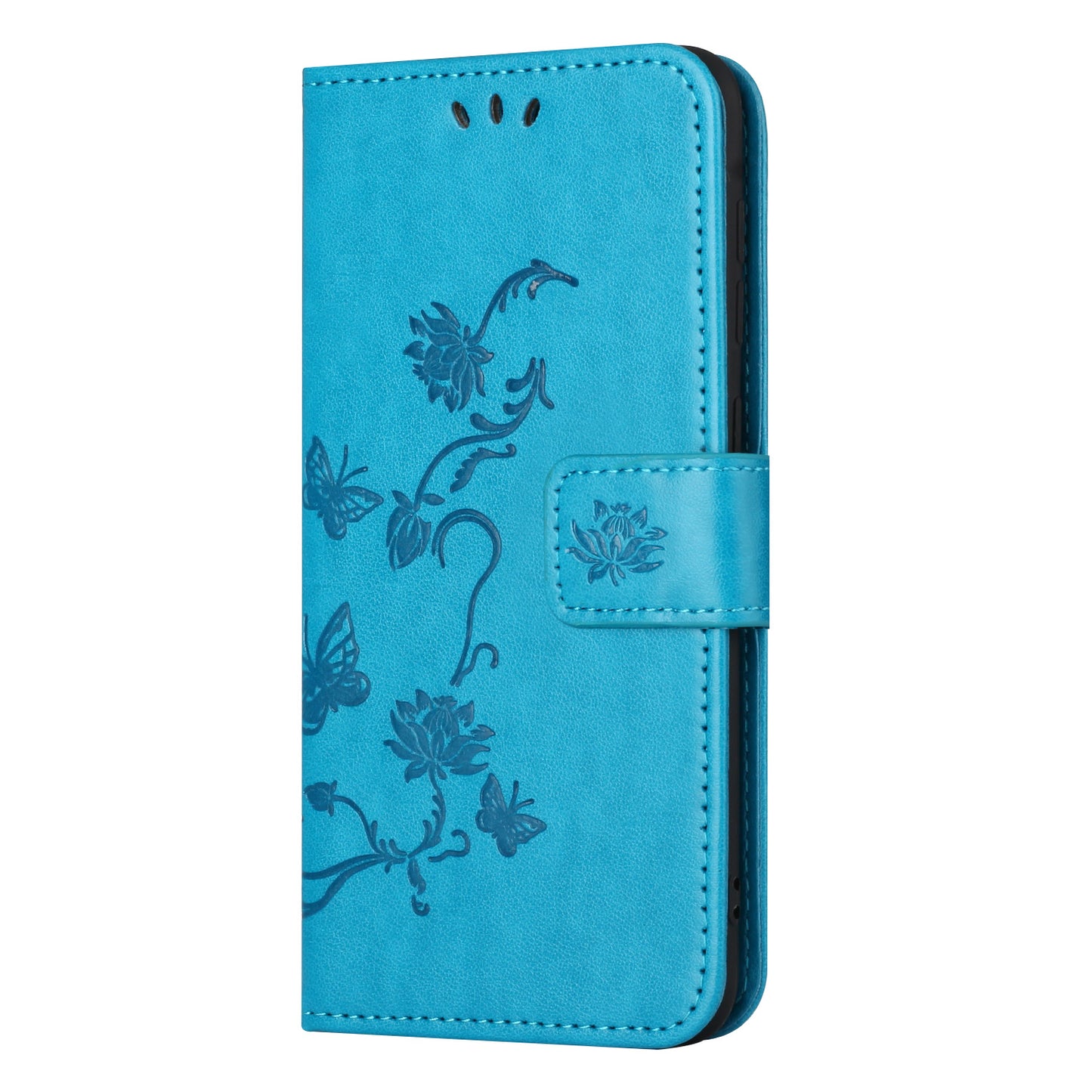 For Samsung Galaxy M15 5G / F15 5G Flip Wallet Case Butterfly Flower Leather Phone Cover - Blue