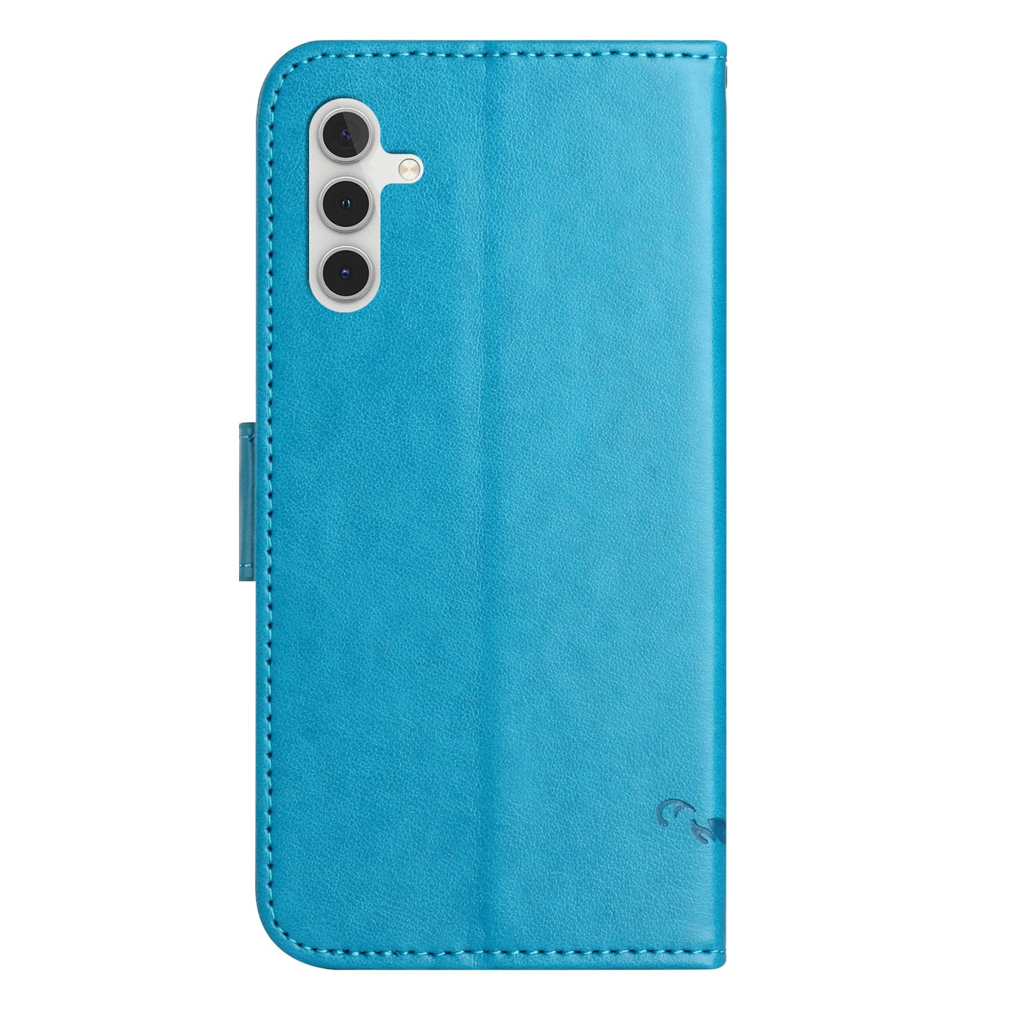 For Samsung Galaxy M15 5G / F15 5G Flip Wallet Case Butterfly Flower Leather Phone Cover - Blue