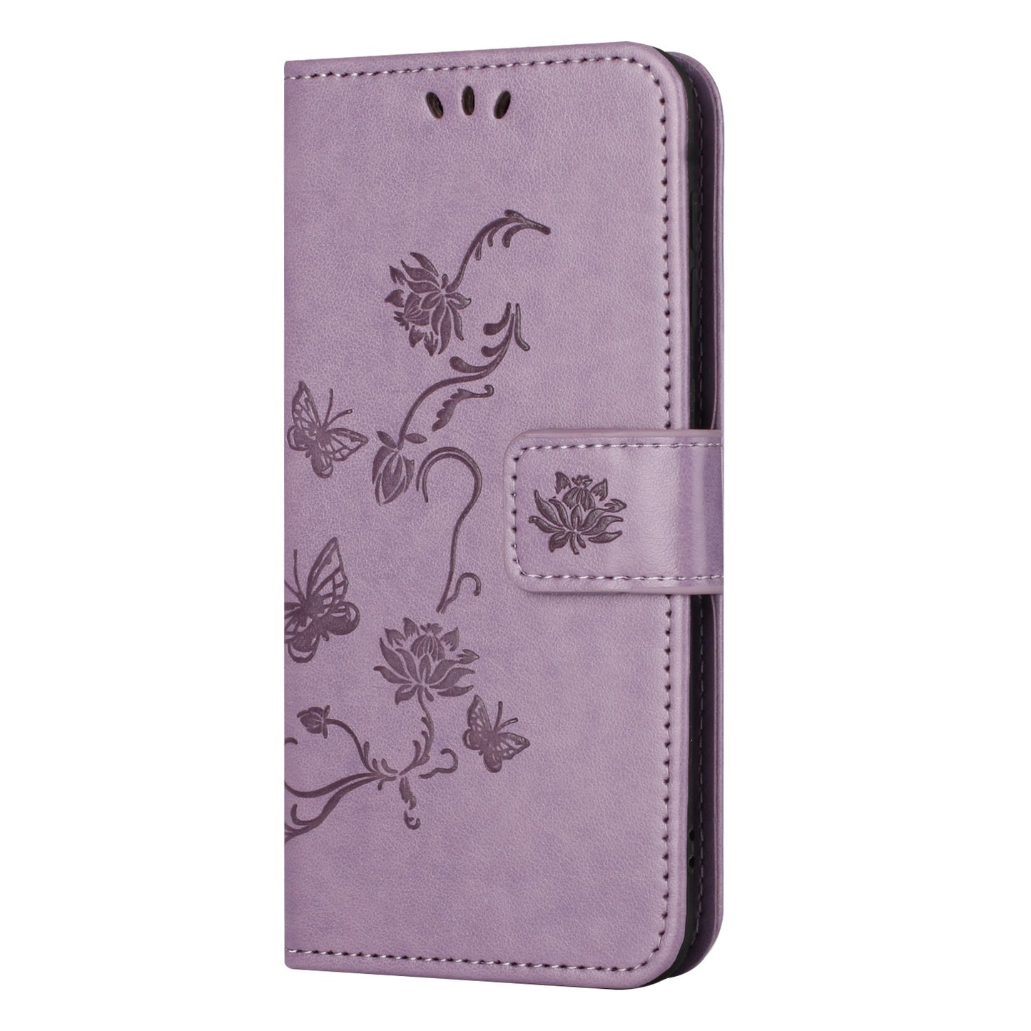 For Samsung Galaxy M15 5G / F15 5G Flip Wallet Case Butterfly Flower Leather Phone Cover - Purple