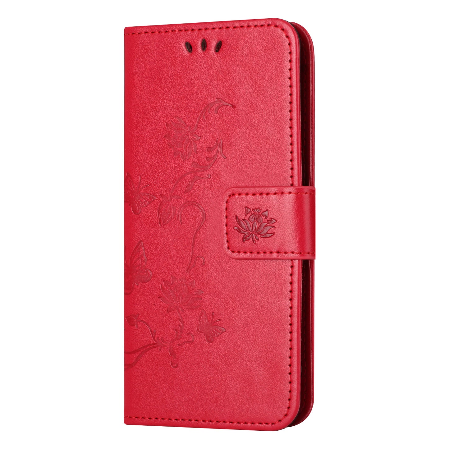 For Samsung Galaxy M15 5G / F15 5G Flip Wallet Case Butterfly Flower Leather Phone Cover - Red
