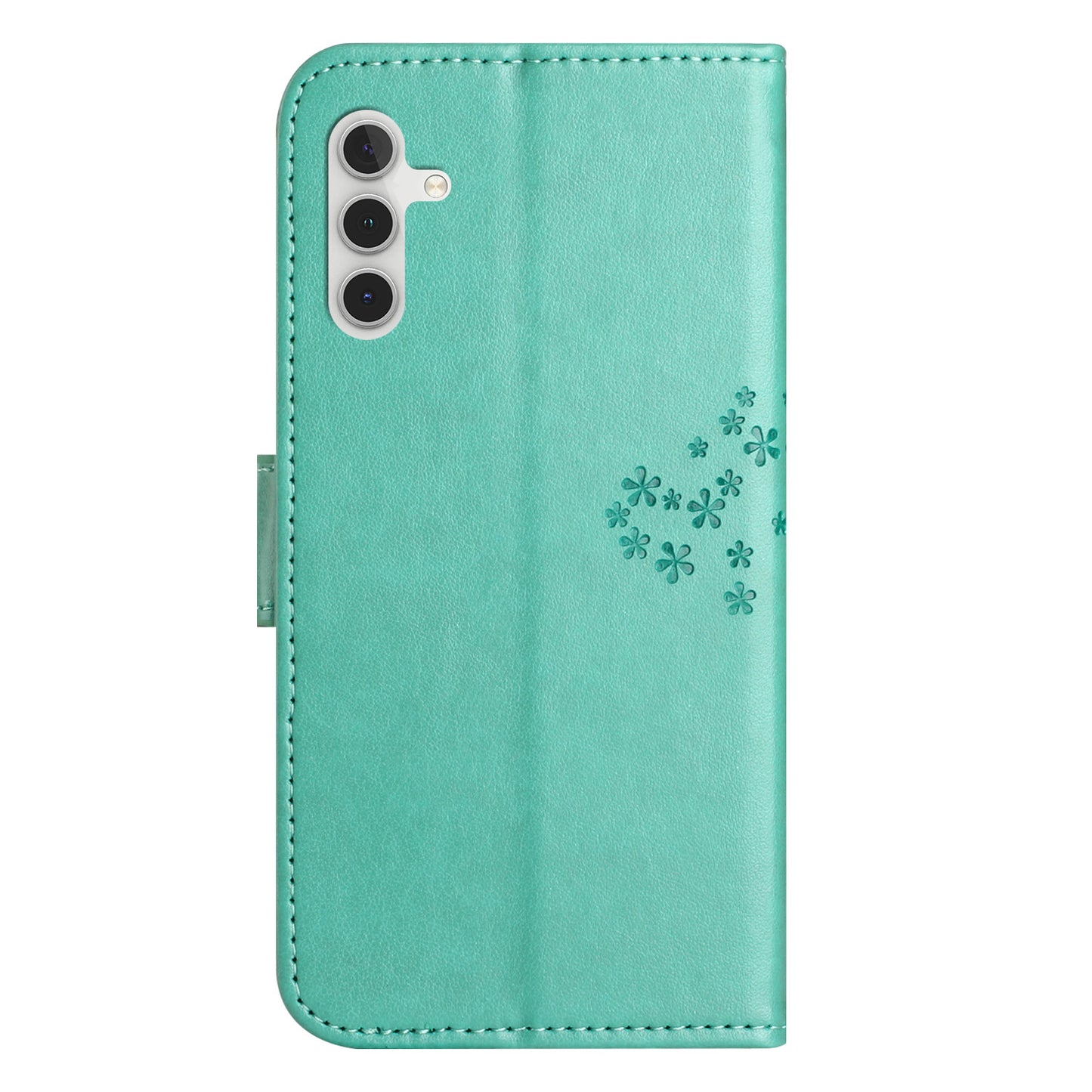 Leather Case for Samsung Galaxy M15 5G / F15 5G , Wallet Phone Cover Imprinted Owl Tree - Cyan