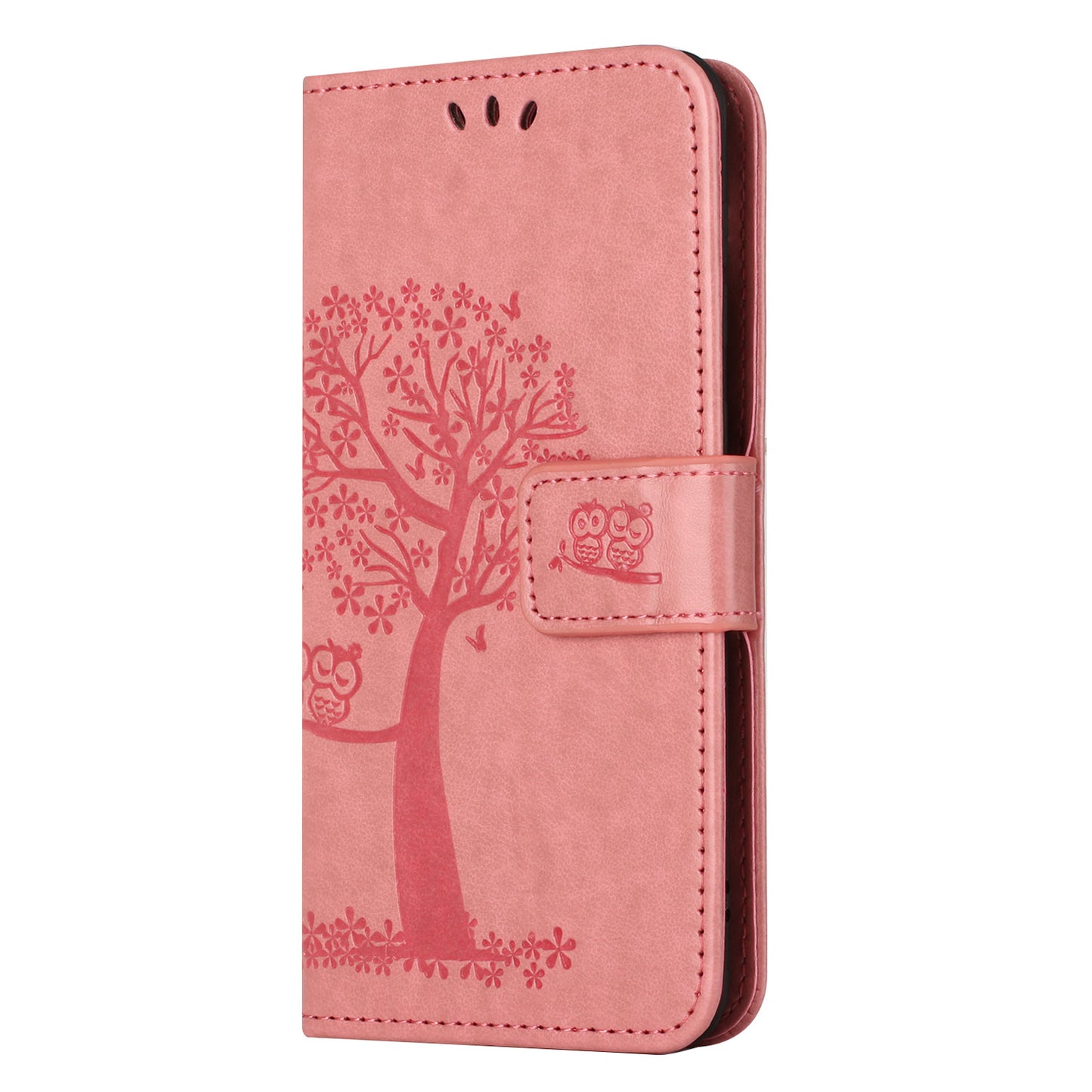 Leather Case for Samsung Galaxy M15 5G / F15 5G , Wallet Phone Cover Imprinted Owl Tree - Pink
