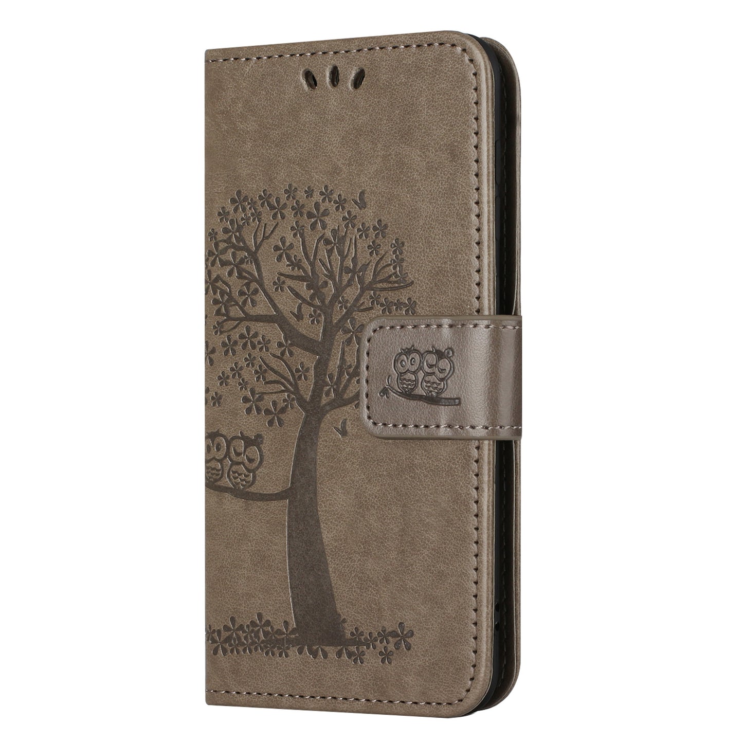 Leather Case for Samsung Galaxy M15 5G / F15 5G , Wallet Phone Cover Imprinted Owl Tree - Grey