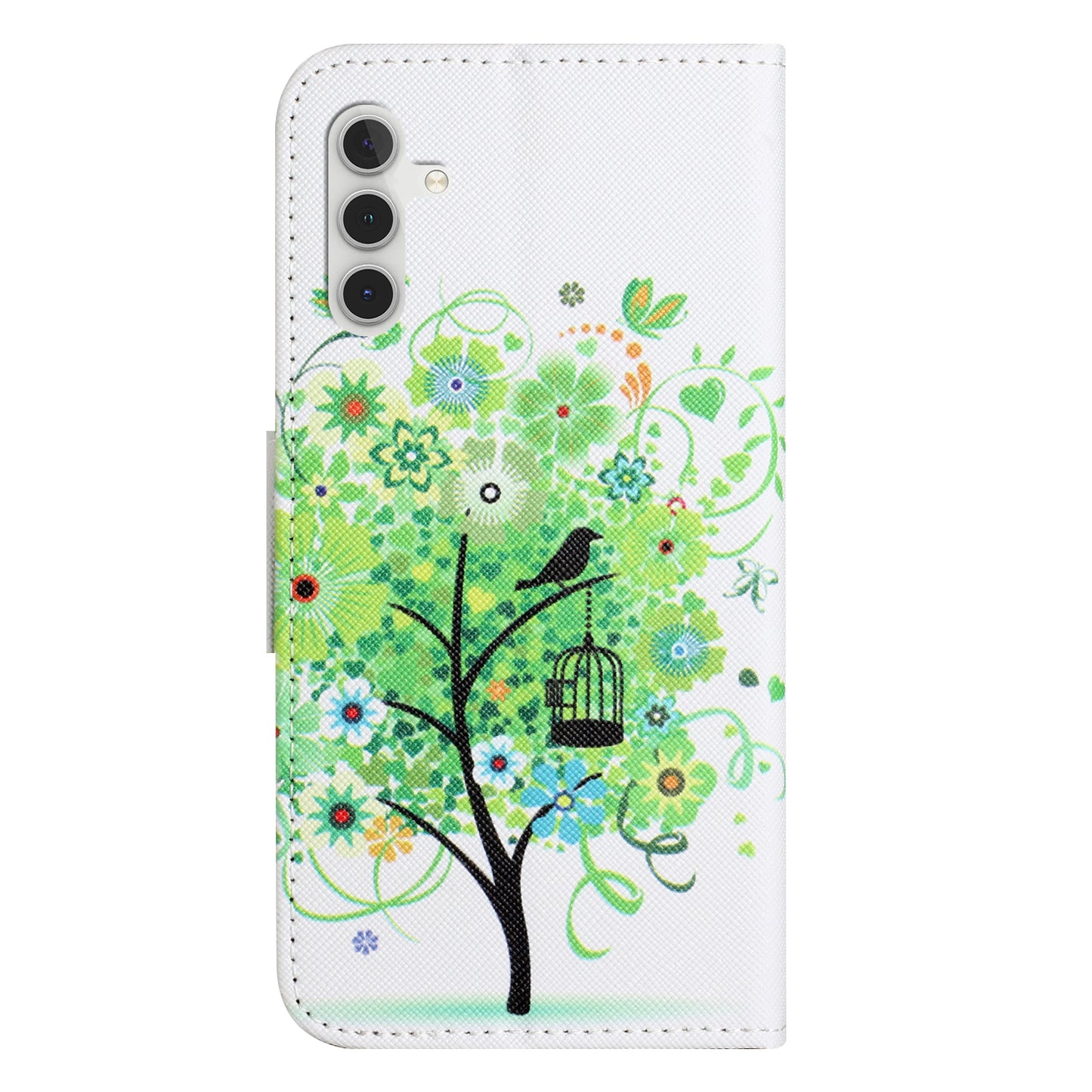 For Samsung Galaxy M15 5G / F15 5G Pattern Printing Wallet Case PU Leather Phone Cover - Green Tree