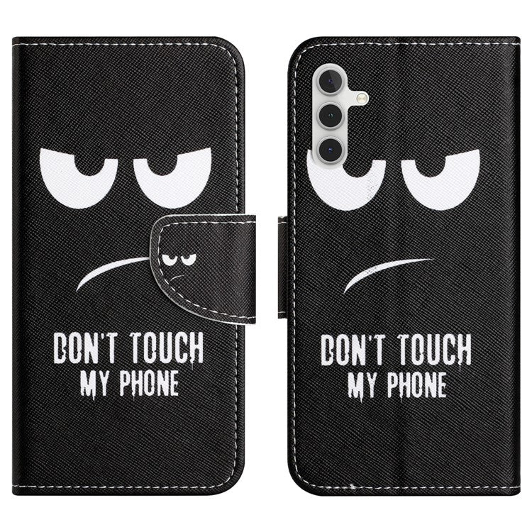 For Samsung Galaxy M15 5G / F15 5G Pattern Printing Wallet Case PU Leather Phone Cover - Don't Touch My Phone