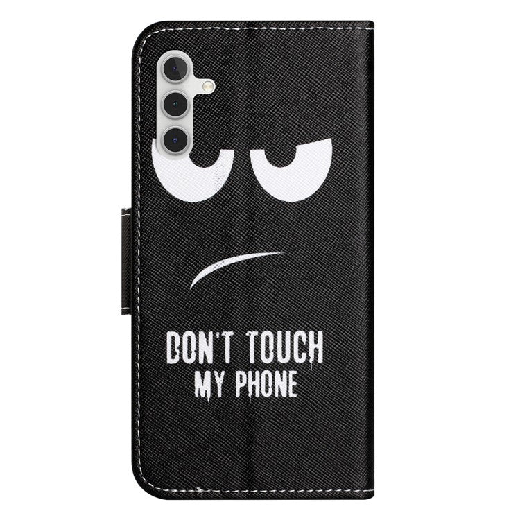 For Samsung Galaxy M15 5G / F15 5G Pattern Printing Wallet Case PU Leather Phone Cover - Don't Touch My Phone