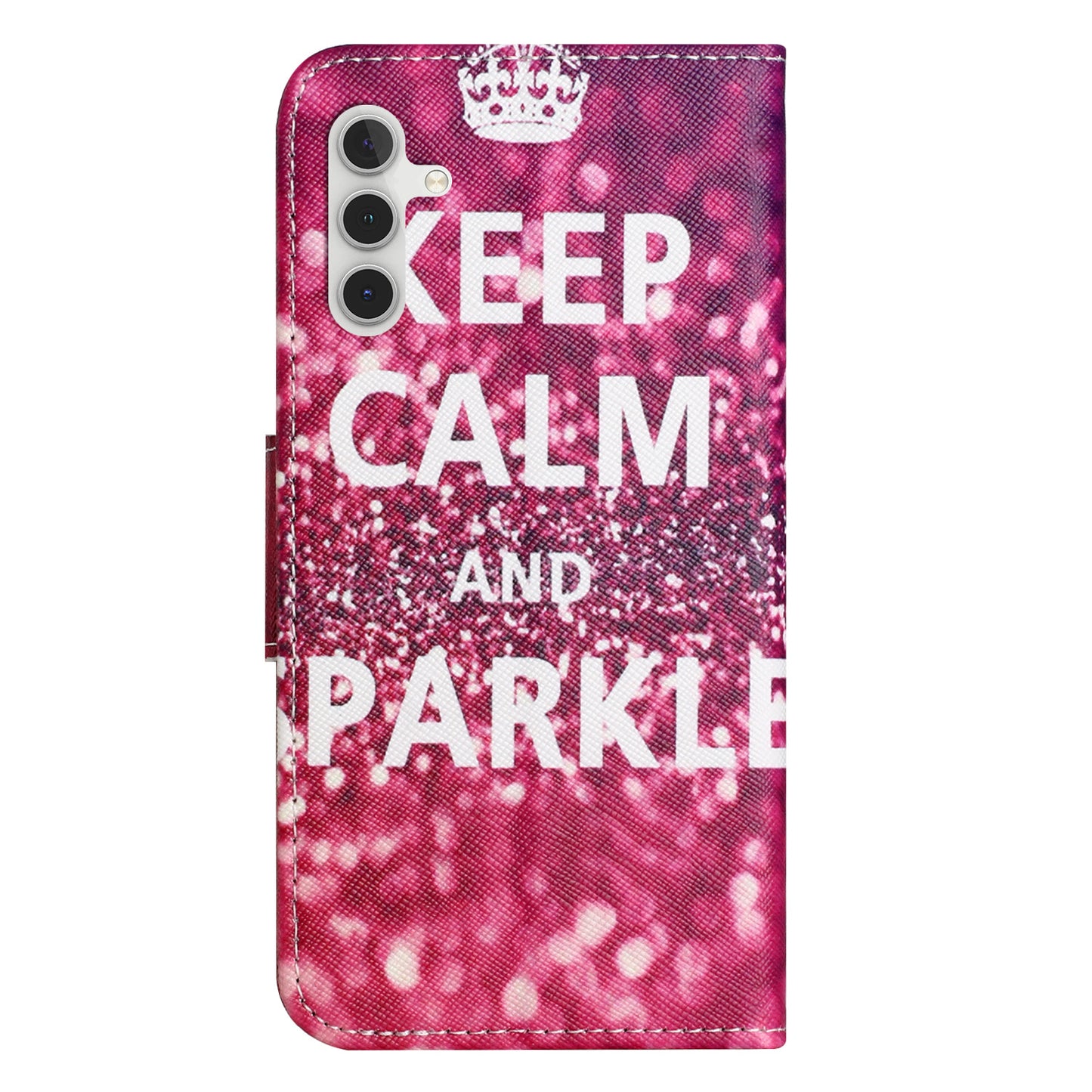For Samsung Galaxy M15 5G / F15 5G Pattern Printing Wallet Case PU Leather Phone Cover - Keep Calm and Sparkle