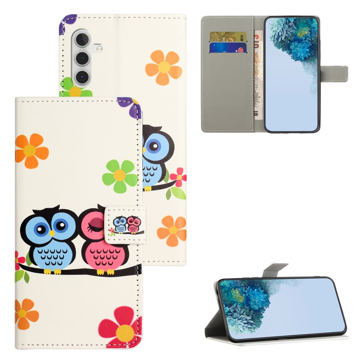 For Samsung Galaxy M15 5G / F15 5G Pattern Printing Case Flip Leather Phone Cover with Wallet - Couple Owls