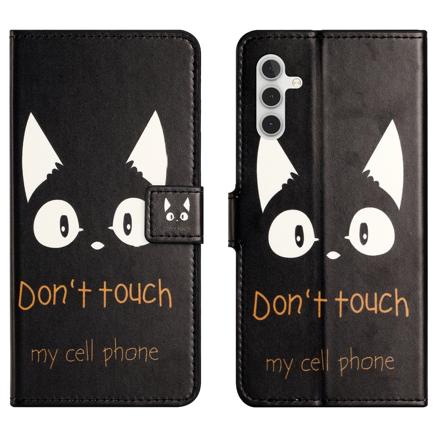 For Samsung Galaxy M15 5G / F15 5G Pattern Printing Case Flip Leather Phone Cover with Wallet - Don't Touch My Cell Phone