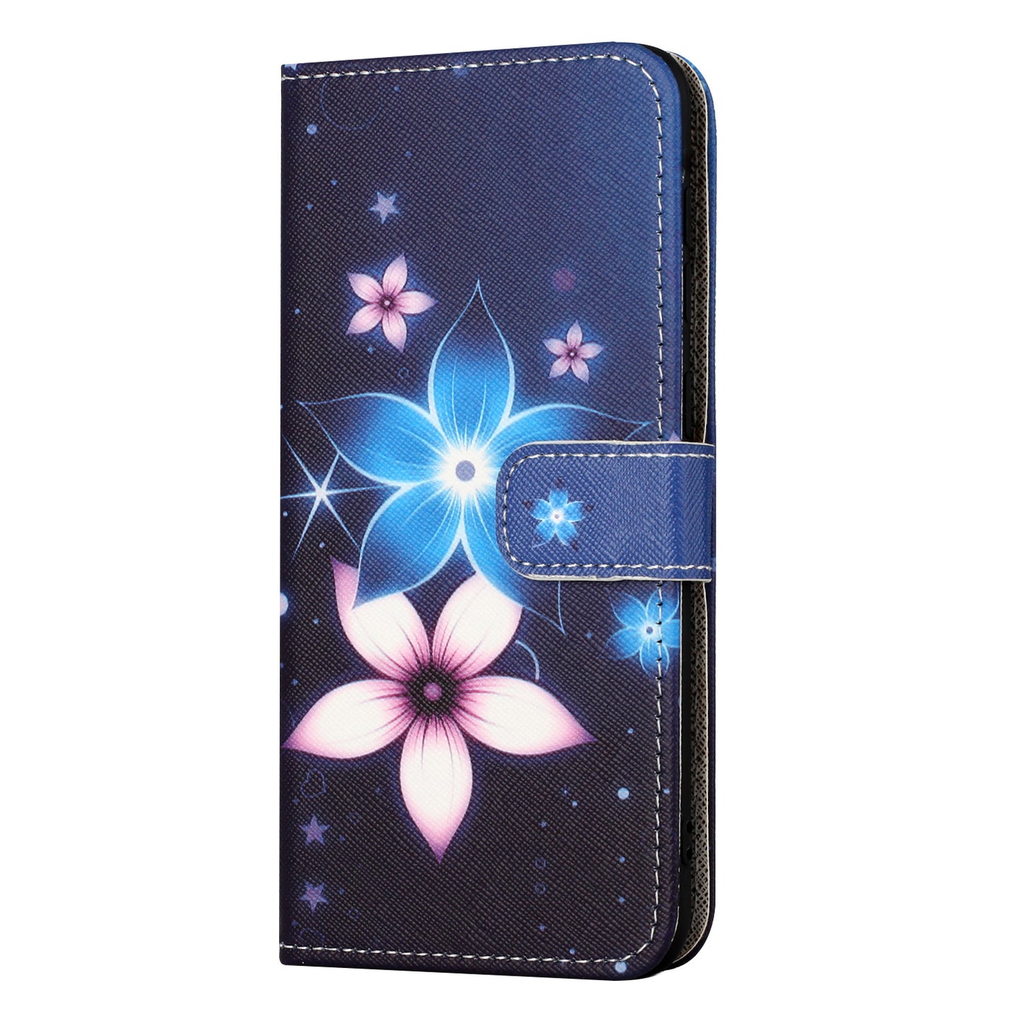 Leather Case for Samsung Galaxy M15 5G / F15 5G Pattern Printing Cross Texture Phone Wallet Cover - Blue Flower