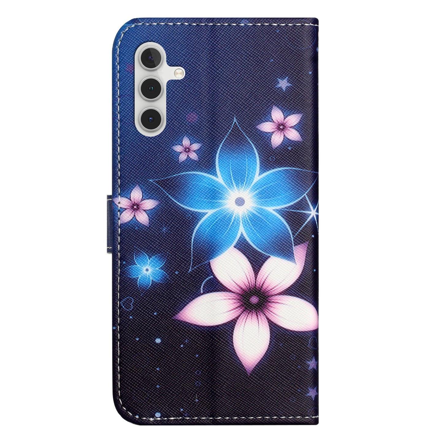 Leather Case for Samsung Galaxy M15 5G / F15 5G Pattern Printing Cross Texture Phone Wallet Cover - Blue Flower