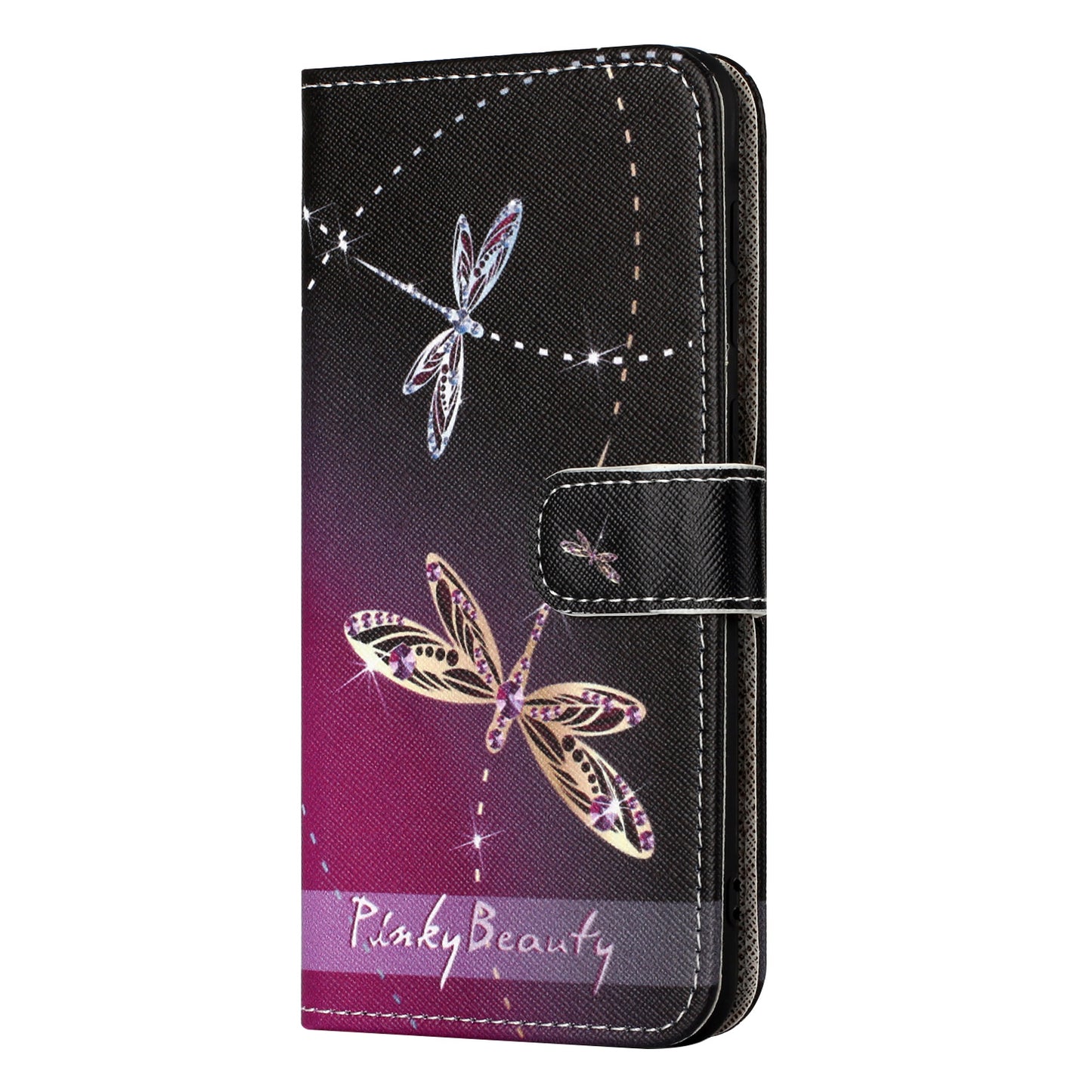 Leather Case for Samsung Galaxy M15 5G / F15 5G Pattern Printing Cross Texture Phone Wallet Cover - Dragonflies