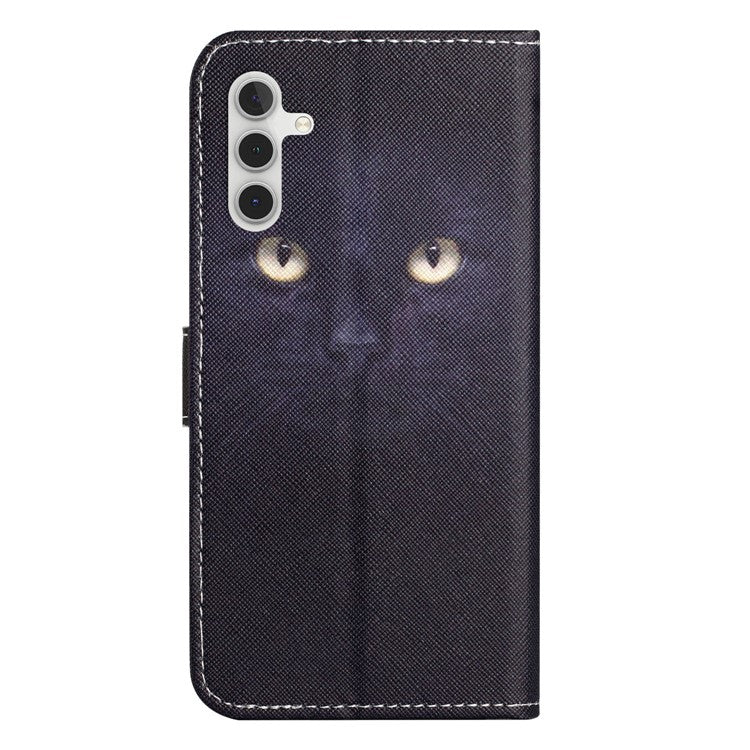 Leather Case for Samsung Galaxy M15 5G / F15 5G Pattern Printing Cross Texture Phone Wallet Cover - Cat's Eye