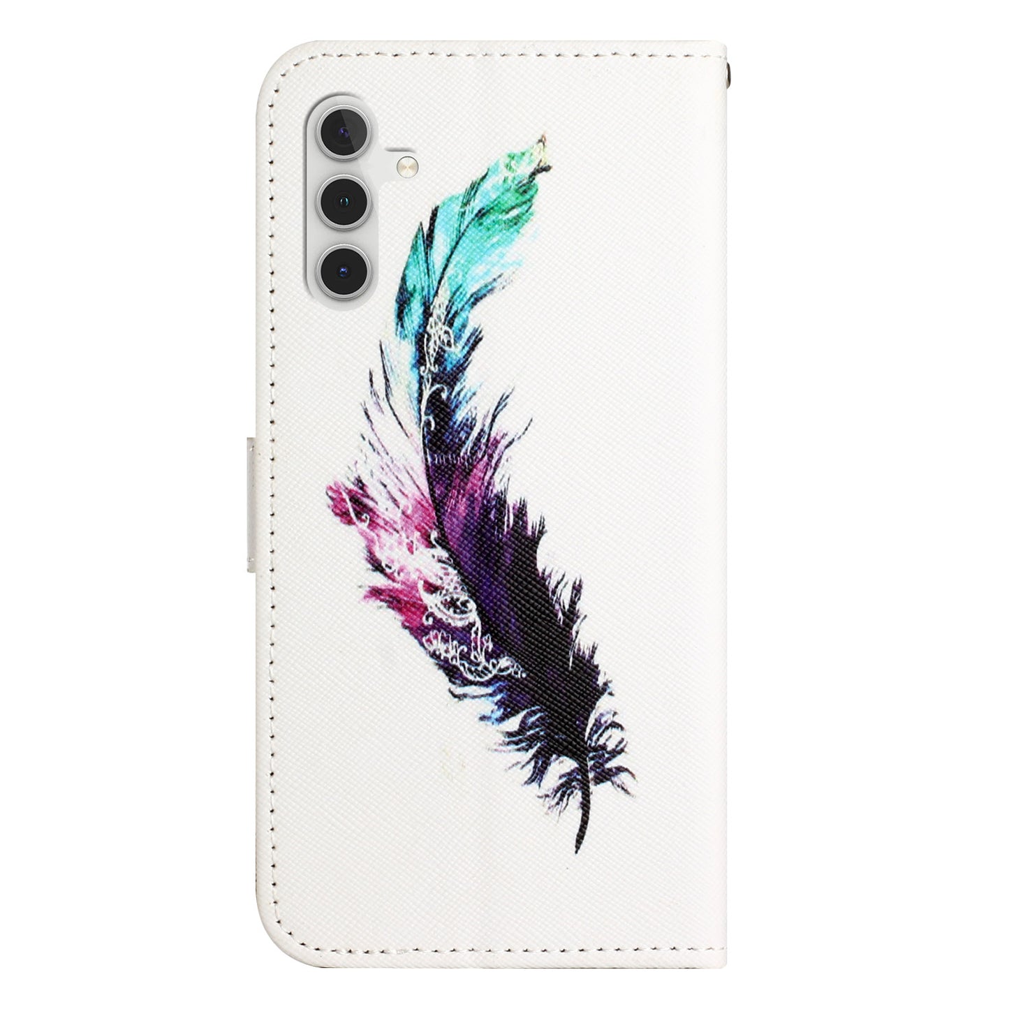 Leather Case for Samsung Galaxy M15 5G / F15 5G Pattern Printing Cross Texture Phone Wallet Cover - Feather