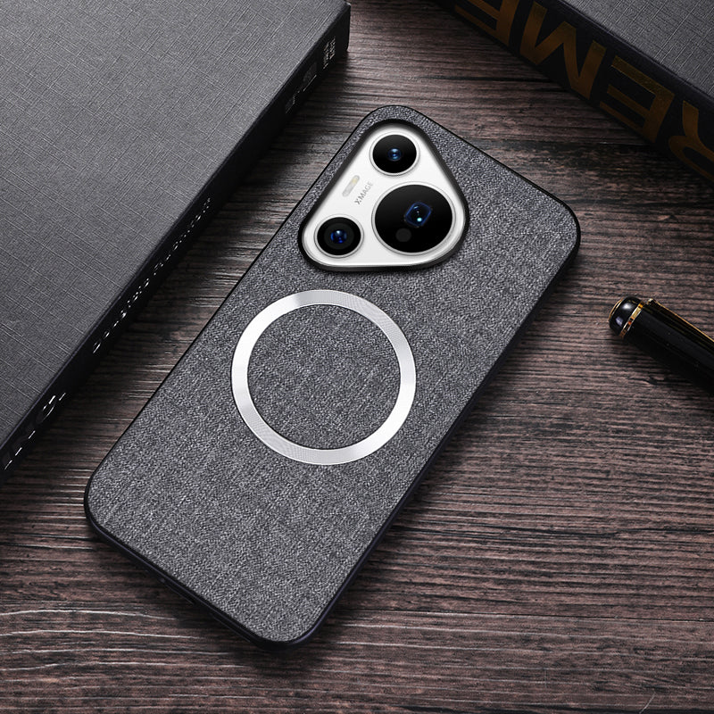 For Huawei Pura 70 Pro / Pura 70 Pro+ Case TPU+Cloth Dropproof Magnetic Phone Cover - Grey