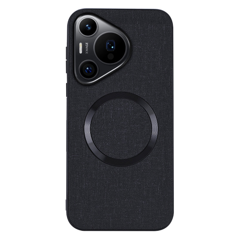 For Huawei Pura 70 Case Compatible with MagSafe TPU+Cloth Protective Cover - Black
