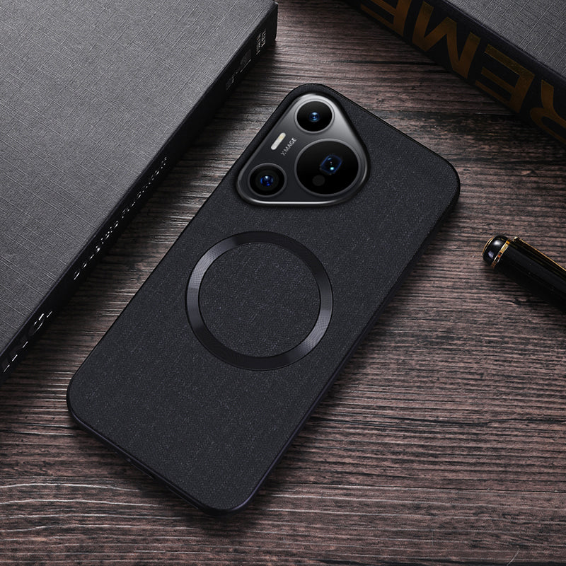 For Huawei Pura 70 Case Compatible with MagSafe TPU+Cloth Protective Cover - Black