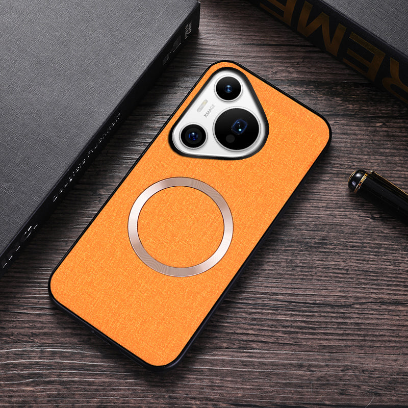 For Huawei Pura 70 Case Compatible with MagSafe TPU+Cloth Protective Cover - Orange