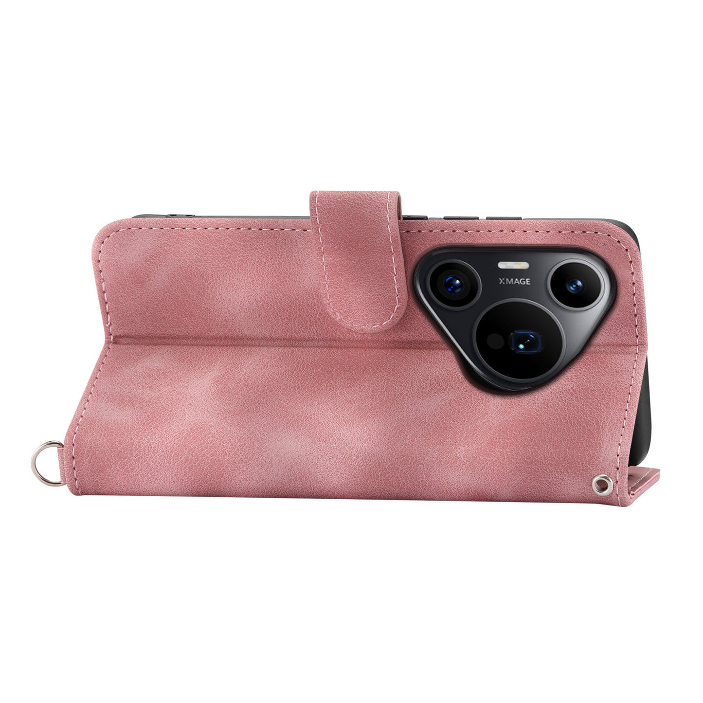 For Huawei Pura 70 Pro / Pura 70 Pro+ Crossbody Case Flower Pattern Design PU Leather Flip Phone Cover - Pink