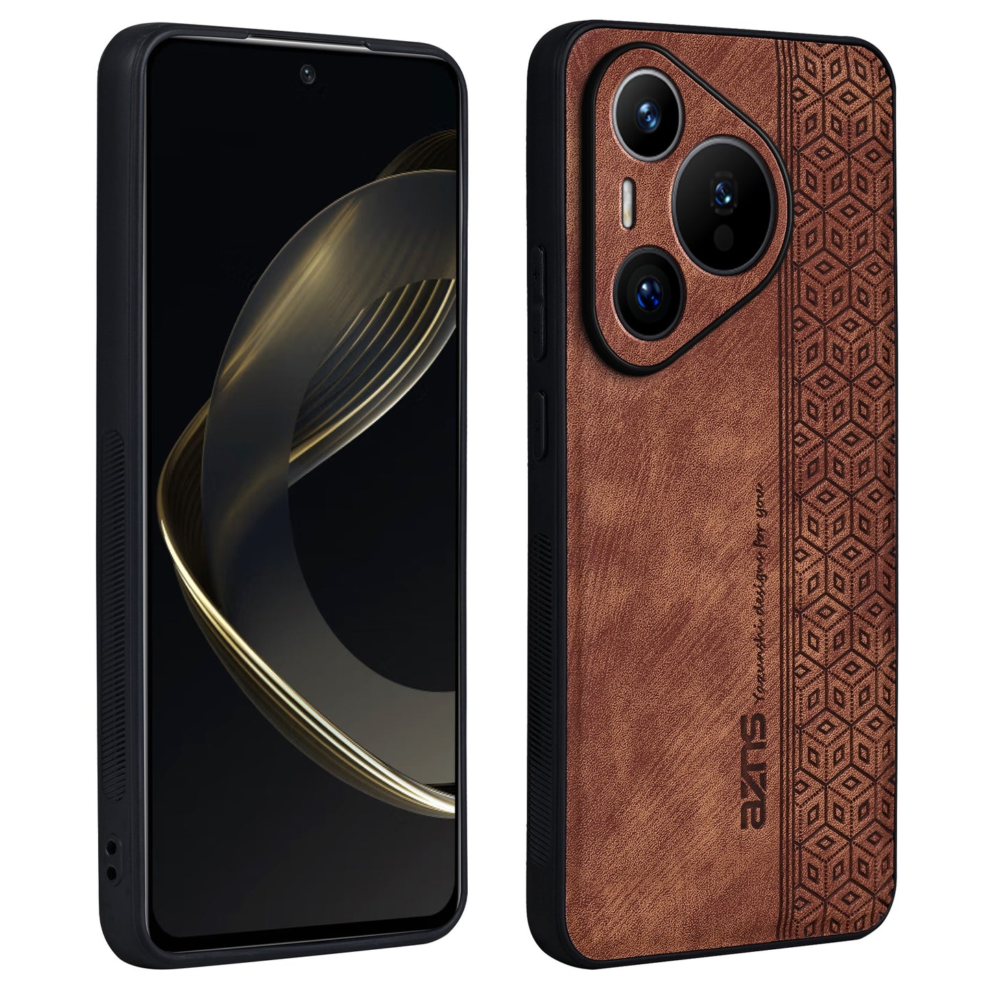 AZNS For Huawei Pura 70 Case PU Leather+TPU Scratch Resistant Back Cover - Brown