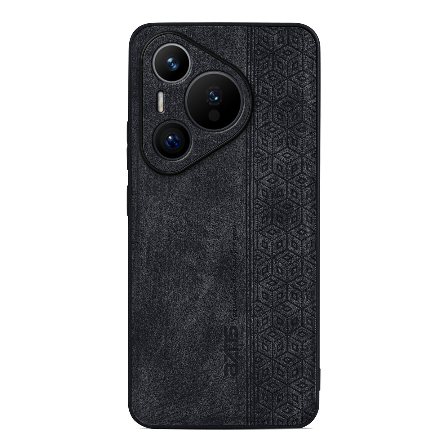AZNS For Huawei Pura 70 Pro / Pura 70 Pro+ Case PU Leather+TPU Pattern Imprinted Phone Cover - Black