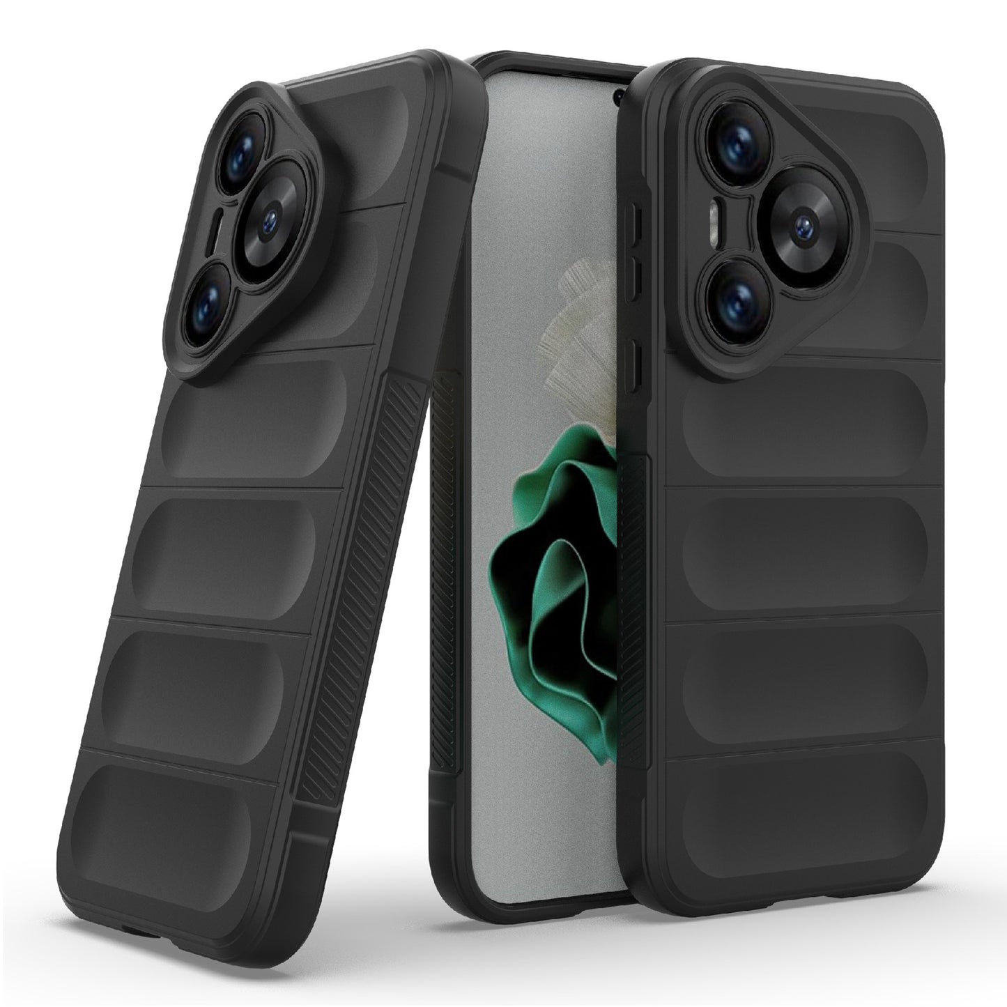 For Huawei Pura 70 Case Shock Absorption Soft TPU Phone Cover - Black