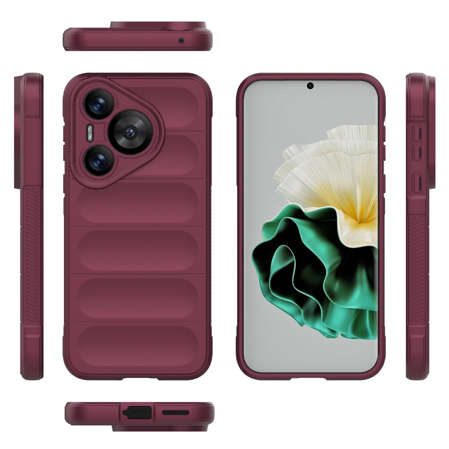 For Huawei Pura 70 Case Shock Absorption Soft TPU Phone Cover - Wine Red