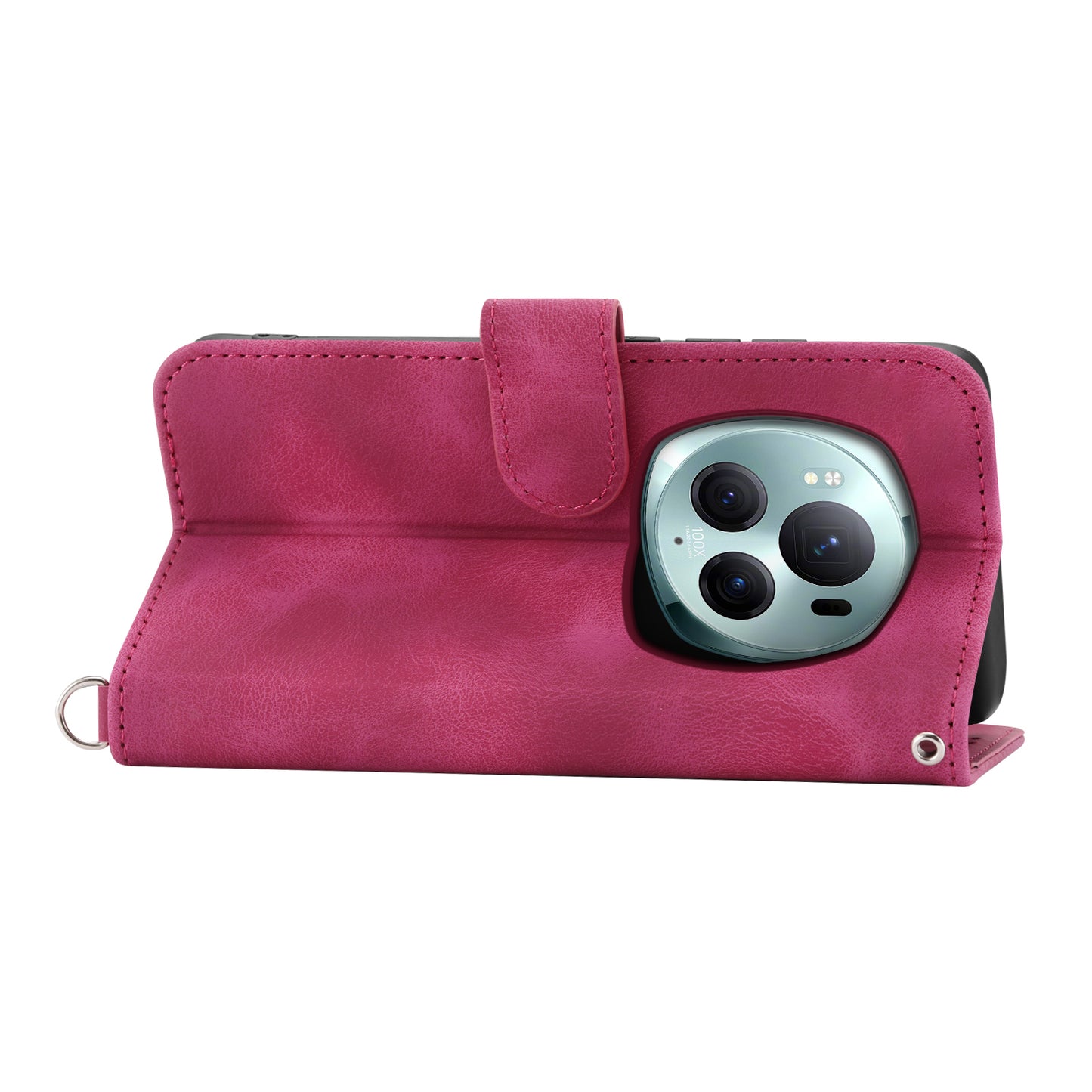 For Honor Magic6 Pro 5G Wallet Case Flower Pattern PU Leather Crossbody Phone Cover - Wine Red