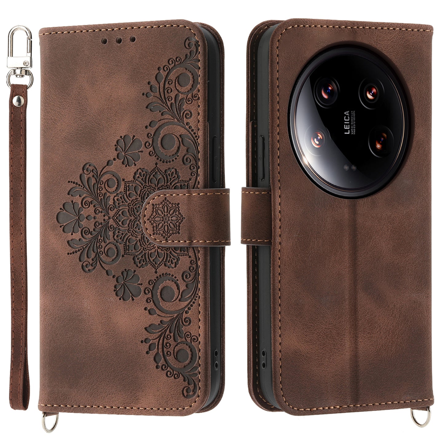 For Xiaomi 14 Ultra Leather Case Stand Wallet Mobile Phone Cover Wholesale - Brown