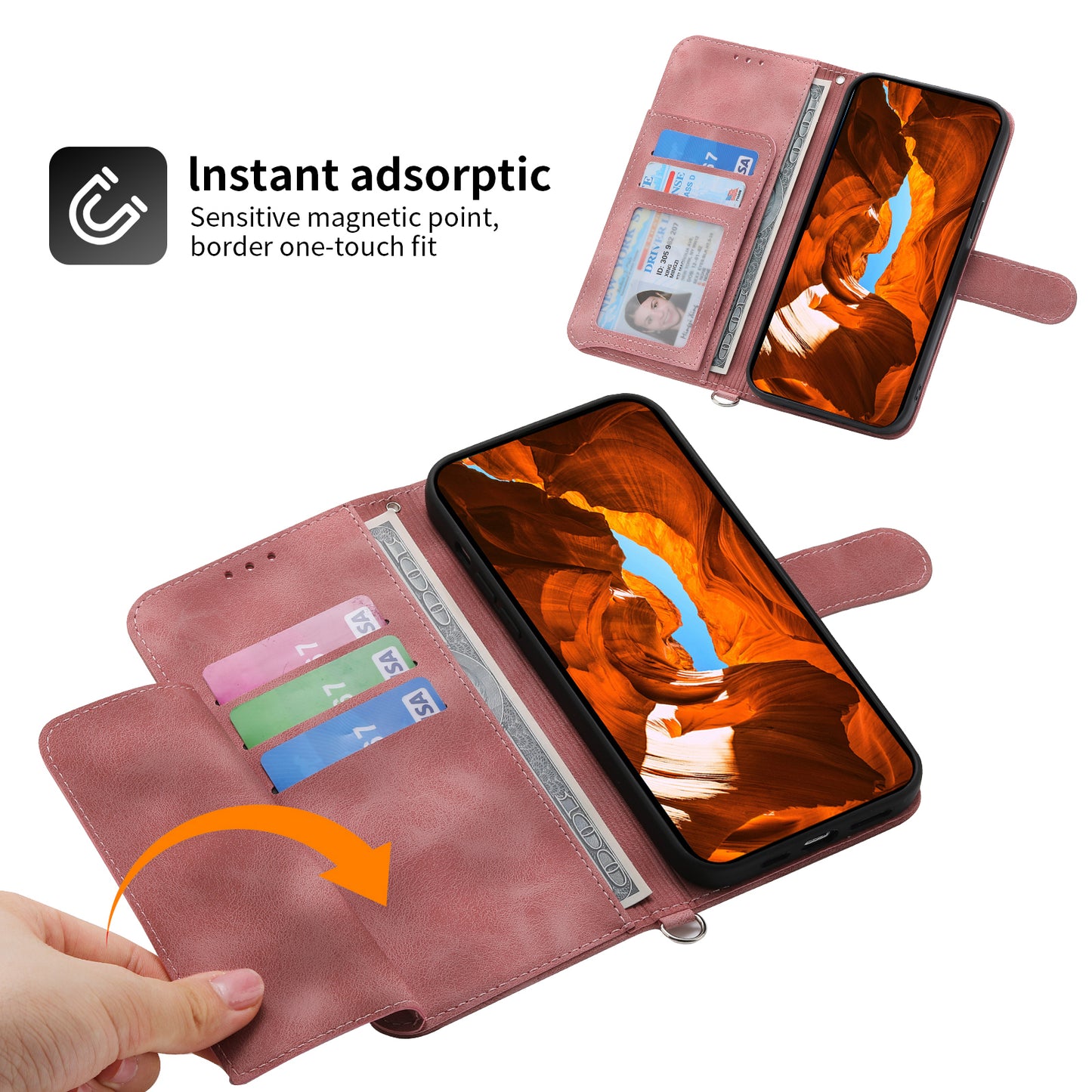 For vivo Y03 Crossbody Phone Case Card Slots Wallet PU Leather Cover Flower Pattern - Pink