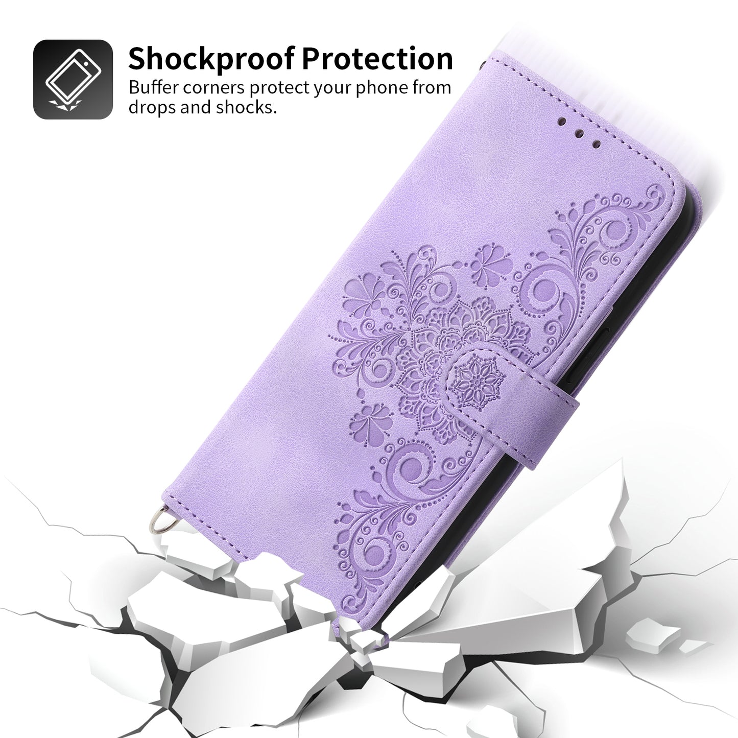For Samsung Galaxy M15 5G / F15 5G Leather Case Flower Mobile Phone Cover Wholesale - Light Purple