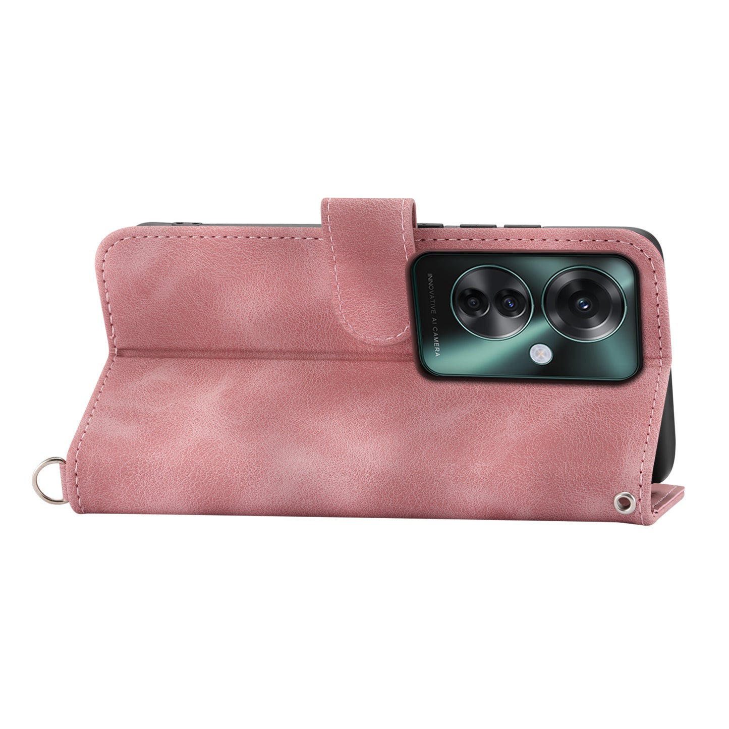 For Oppo Reno11 F 5G Wallet Case Card Slots PU Leather Phone Cover Flower Imprinted - Pink