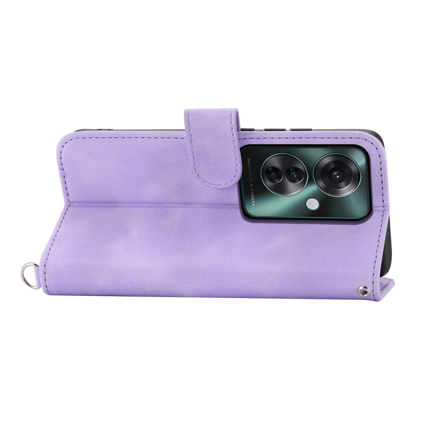 For Oppo Reno11 F 5G Wallet Case Card Slots PU Leather Phone Cover Flower Imprinted - Light Purple